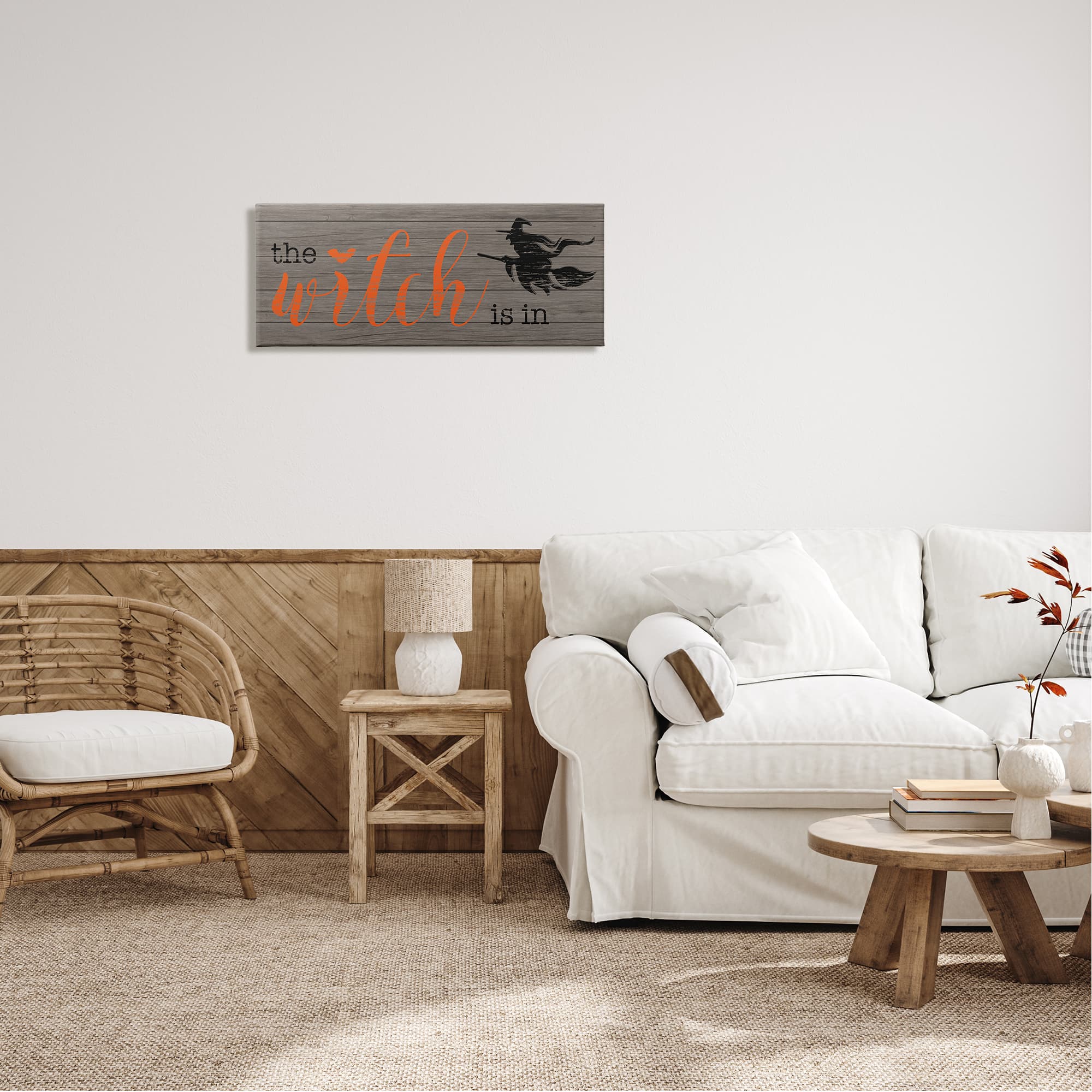 Stupell Industries The Witch Is In Halloween Sign Canvas Wall Art