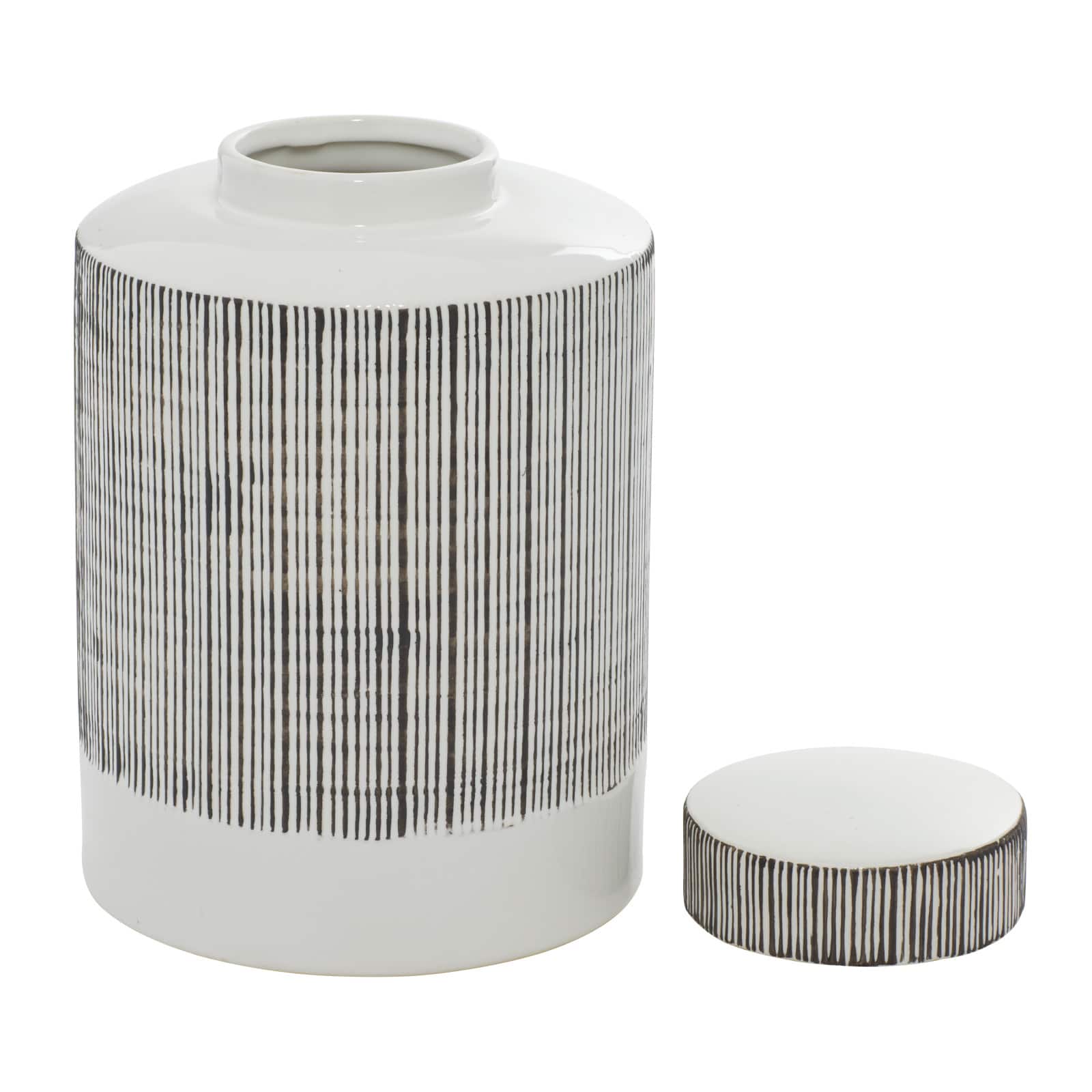 Black and White Ceramic Modern Jars, set of 2, 13", 11"