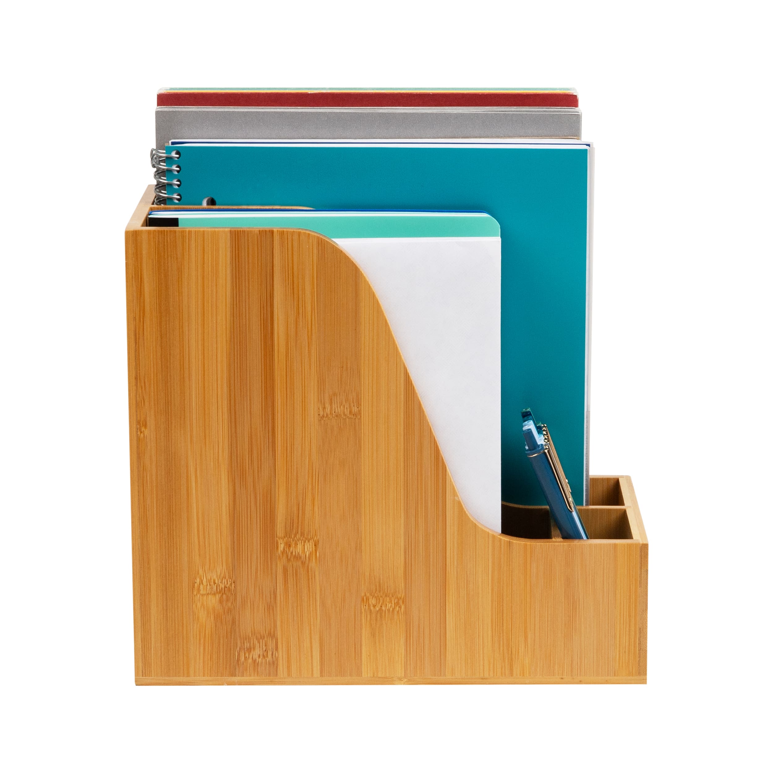 Mind Reader Vertical File Storage, Desktop Organizer, Magazine Holder, Office, Bamboo, Brown