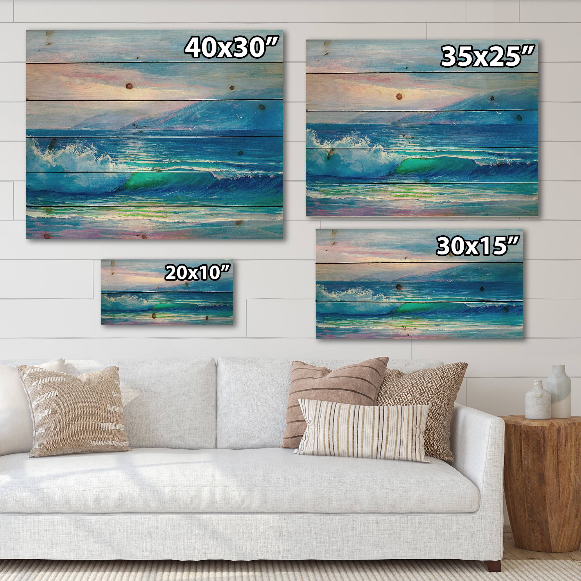 Designart - Blue Waves Breaking At The Beach II