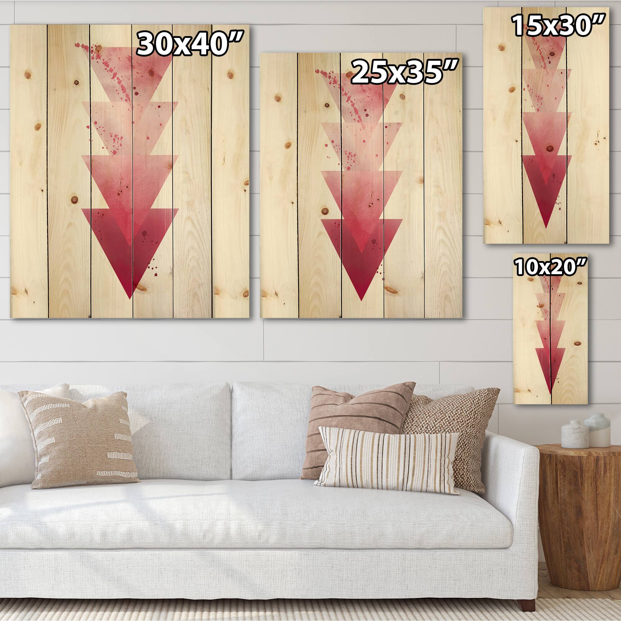 Designart - Red Triangles Abstract Geometric Art Composition