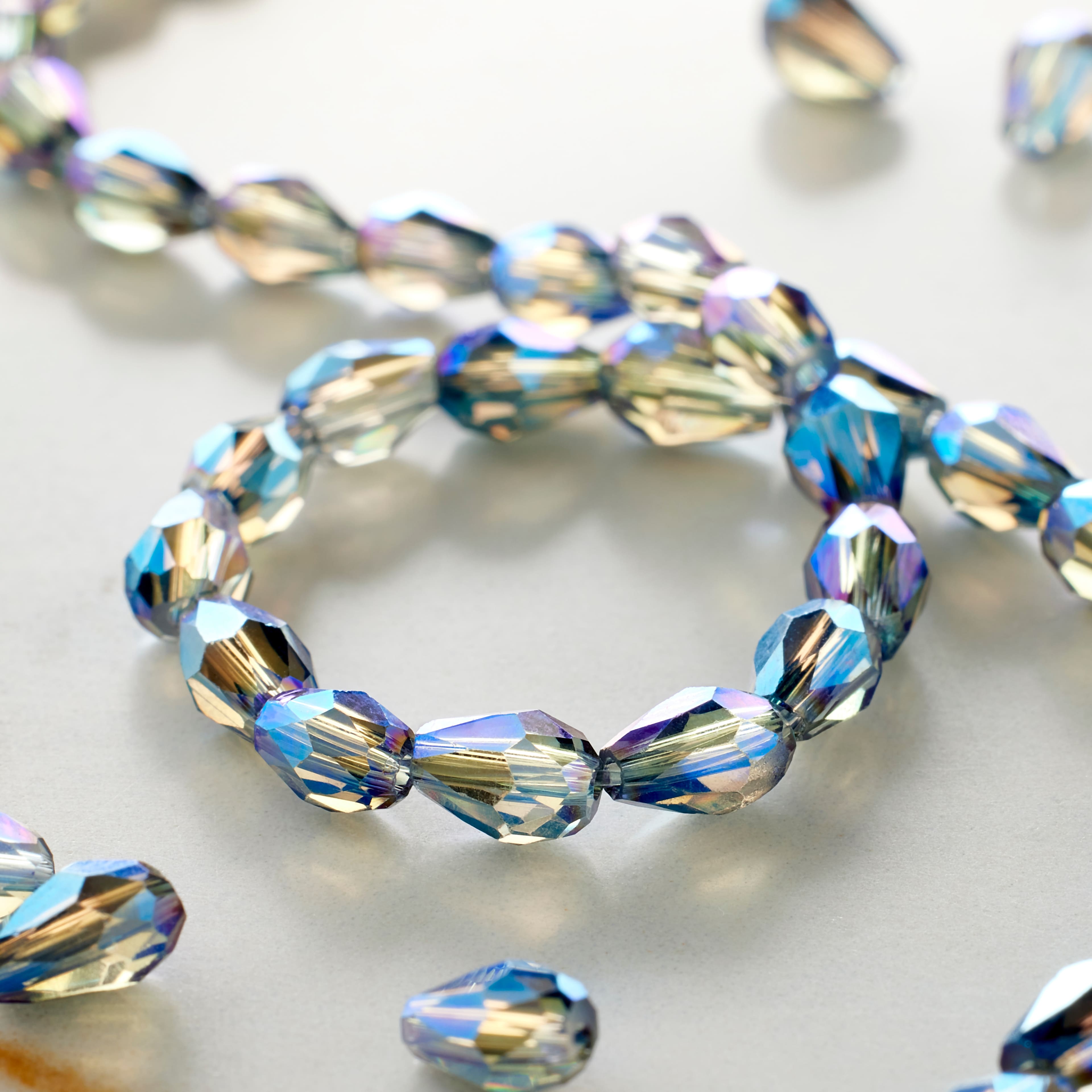Blue Small Lustrous Teardrop Glass Beads, 6mm by Bead Landing™