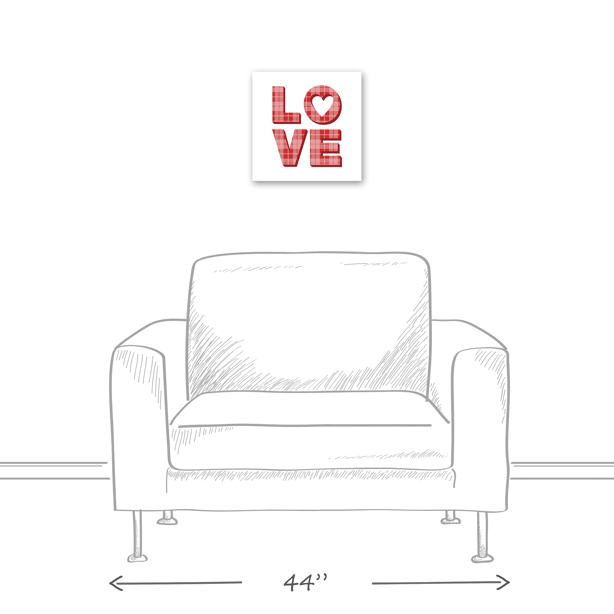 Love Plaid Stack 12" x 12" Canvas Wall Art