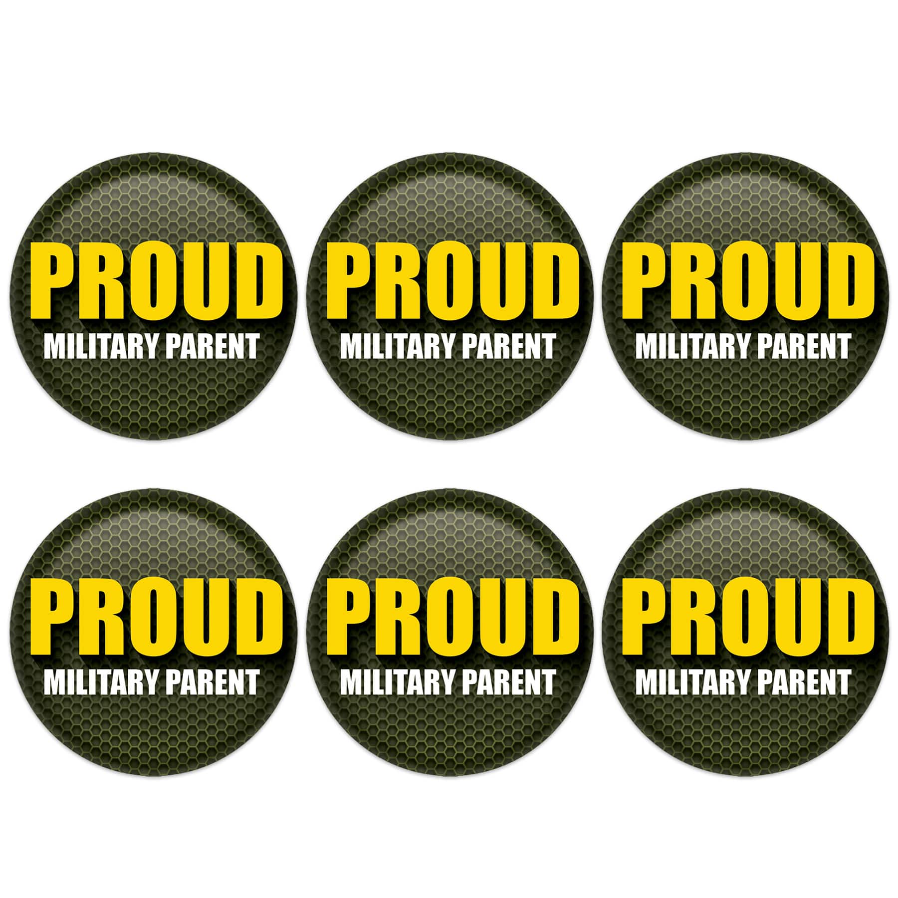 2" Green & Yellow Proud Military Parent Buttons, 6ct.