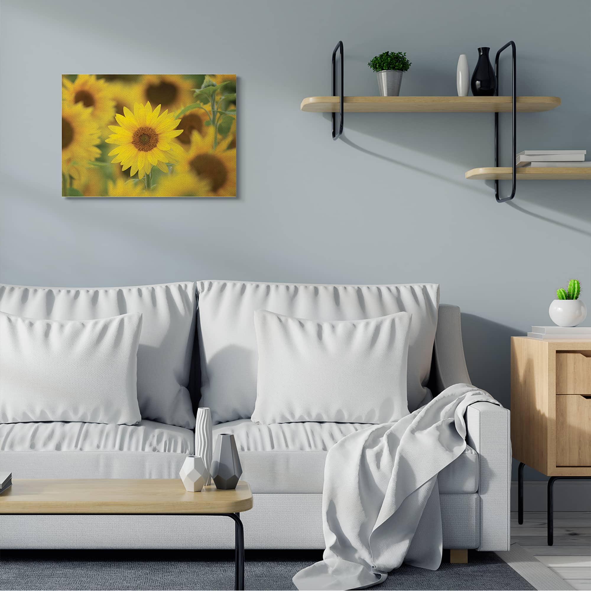 Stupell Industries Yellow Sunflower Nursery Field Directed Focus Canvas Wall Art