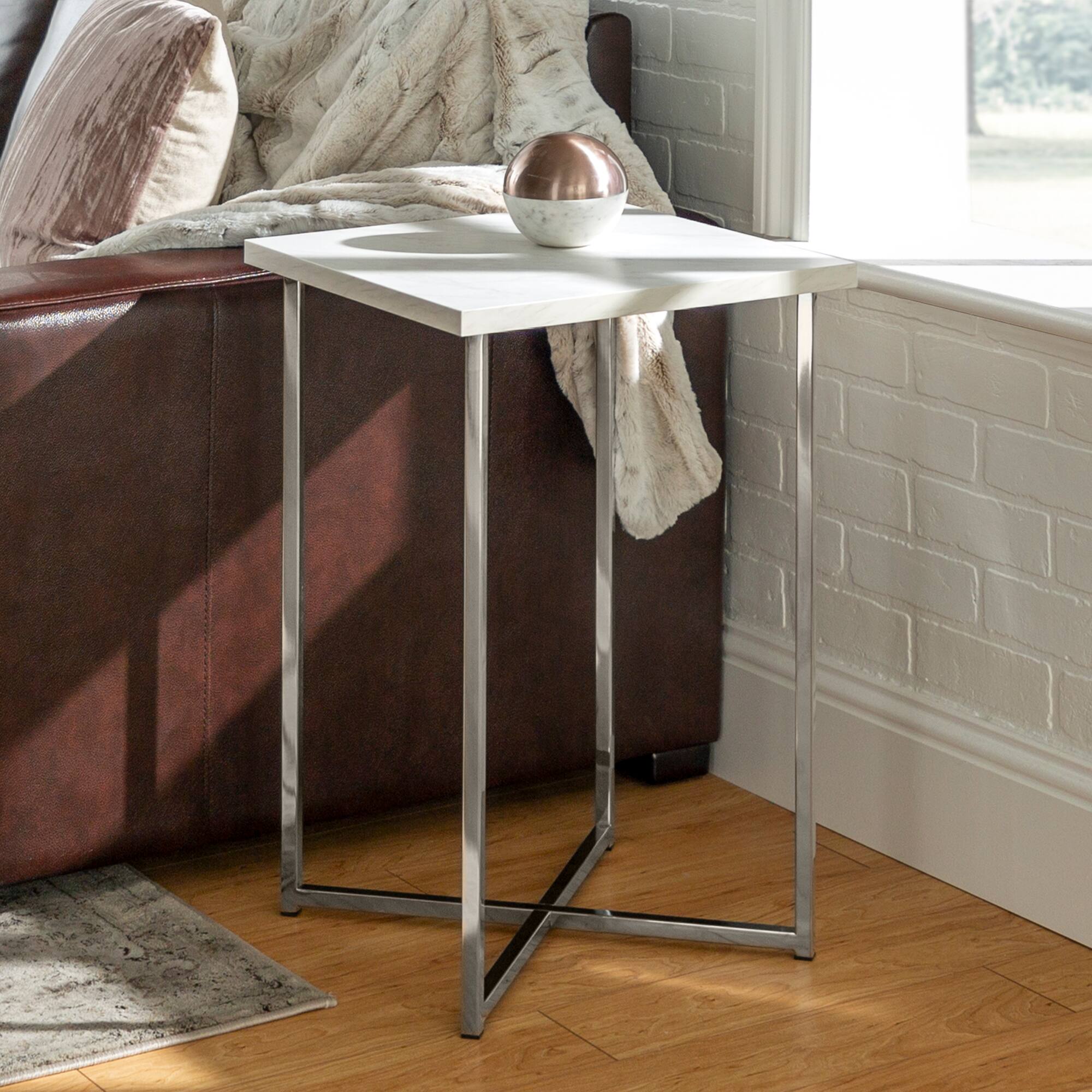 Walker Edison Luxe Modern Glam Square Side Table