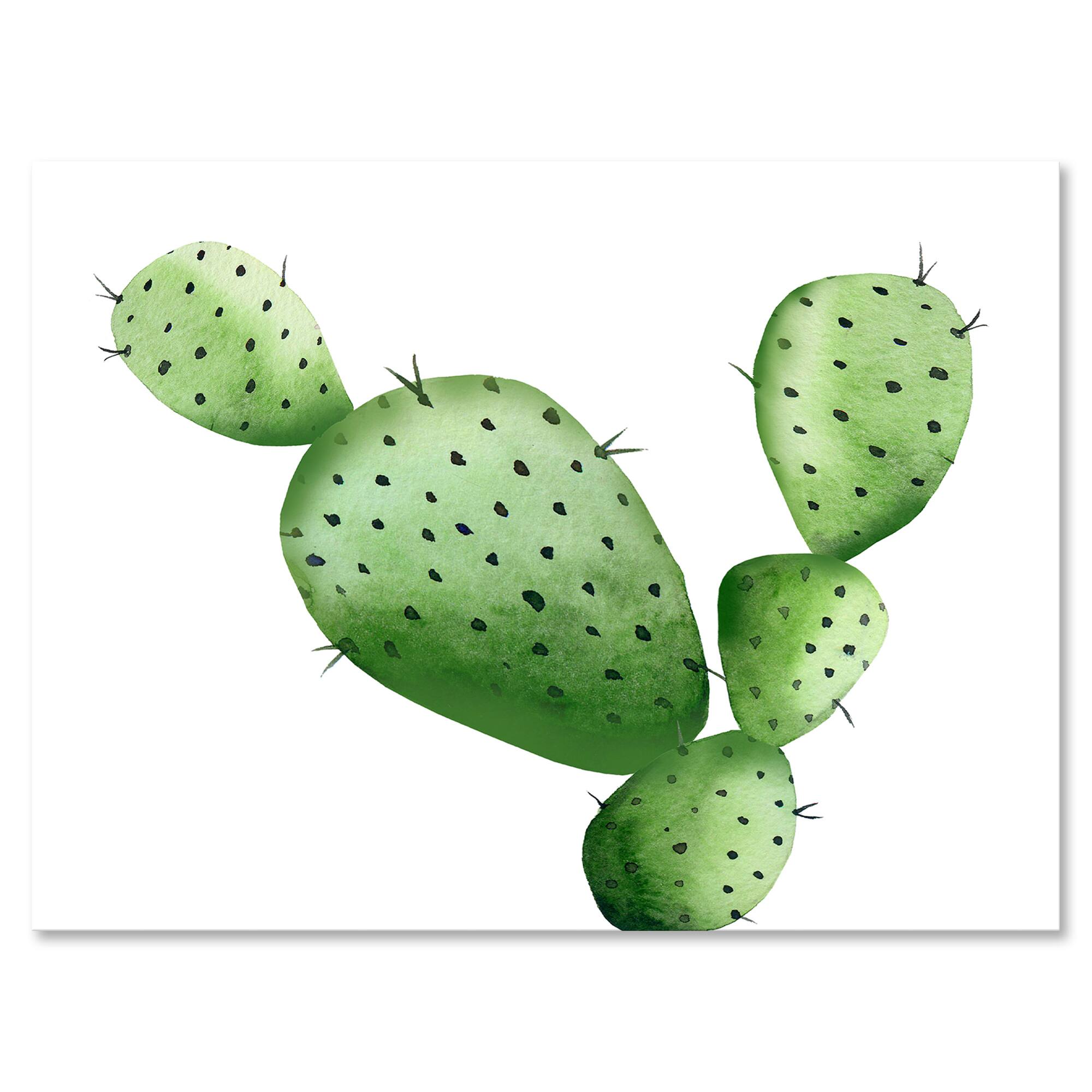 Designart - Green Southwestern Cactus - Tropical Canvas Wall Art Print