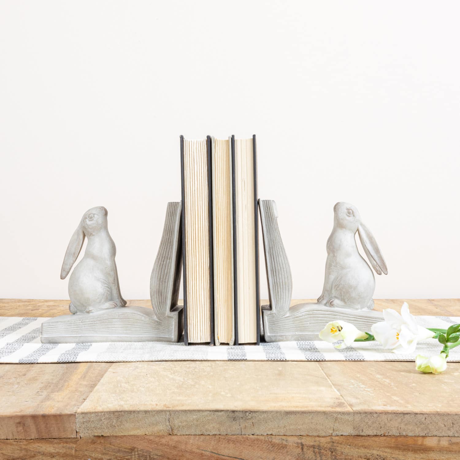 Hello Honey® 6" White Finish Bunny Rabbit Bookends Set