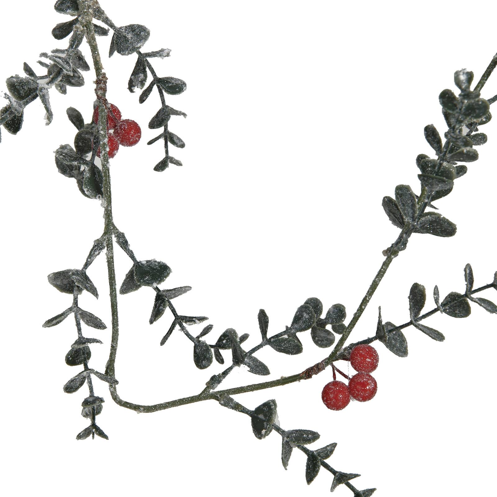 Hello Honey 6ft. Frosted Faux Boxwood Garland with Berries