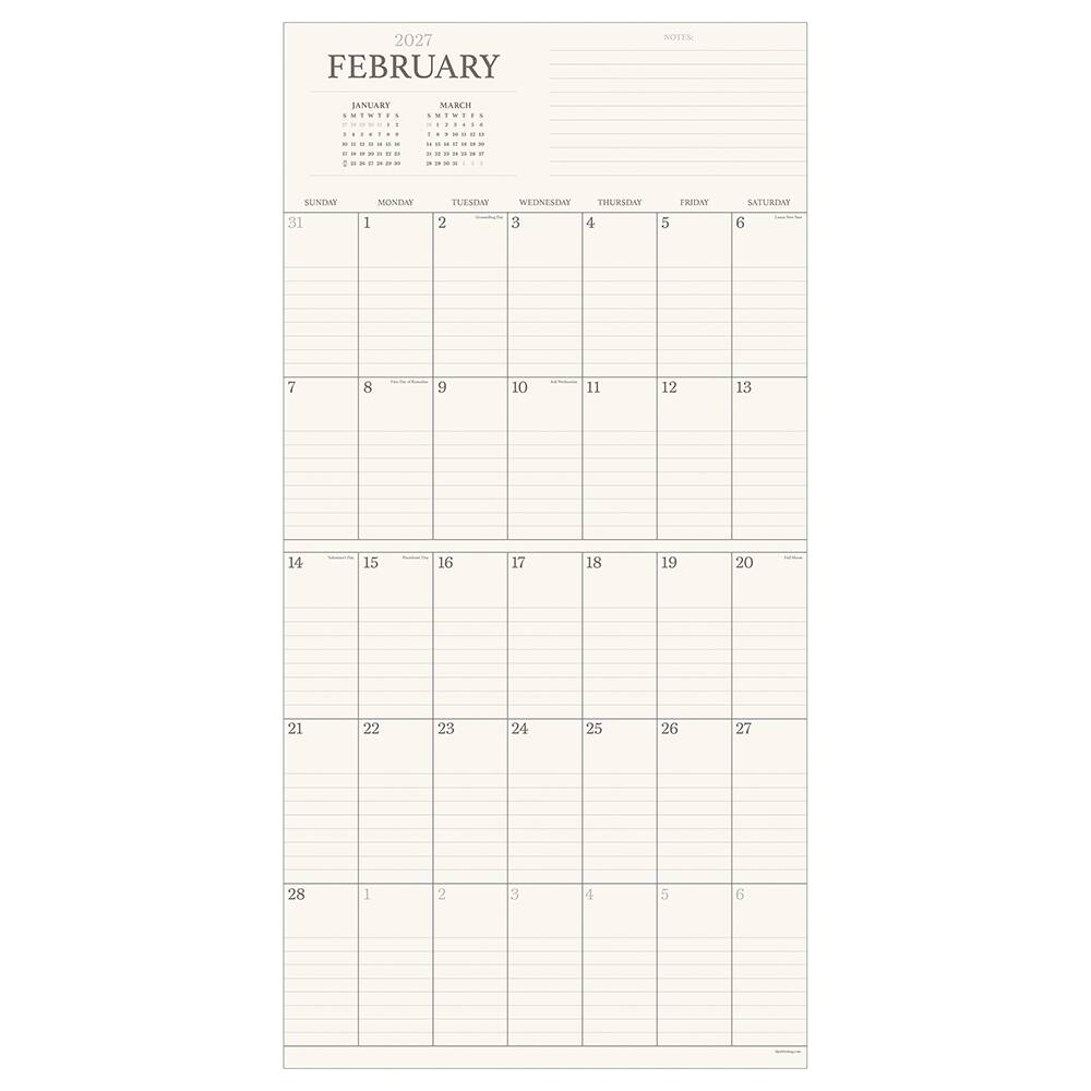 2027 Simple Aesthetic Grid Wall Calendar