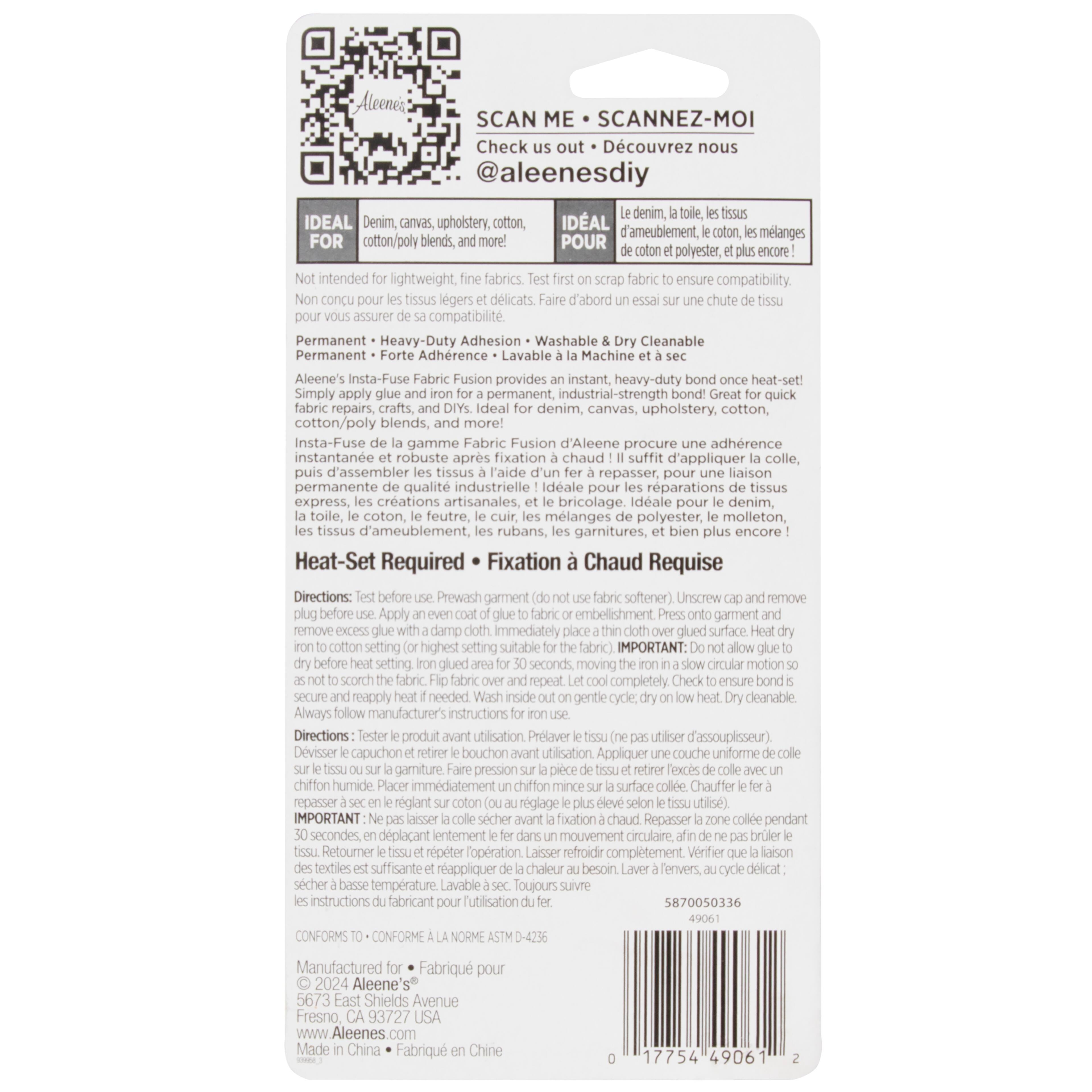 Aleene's® 4oz. Insta-Fuse Fabric Fusion® Instant Fabric Adhesive