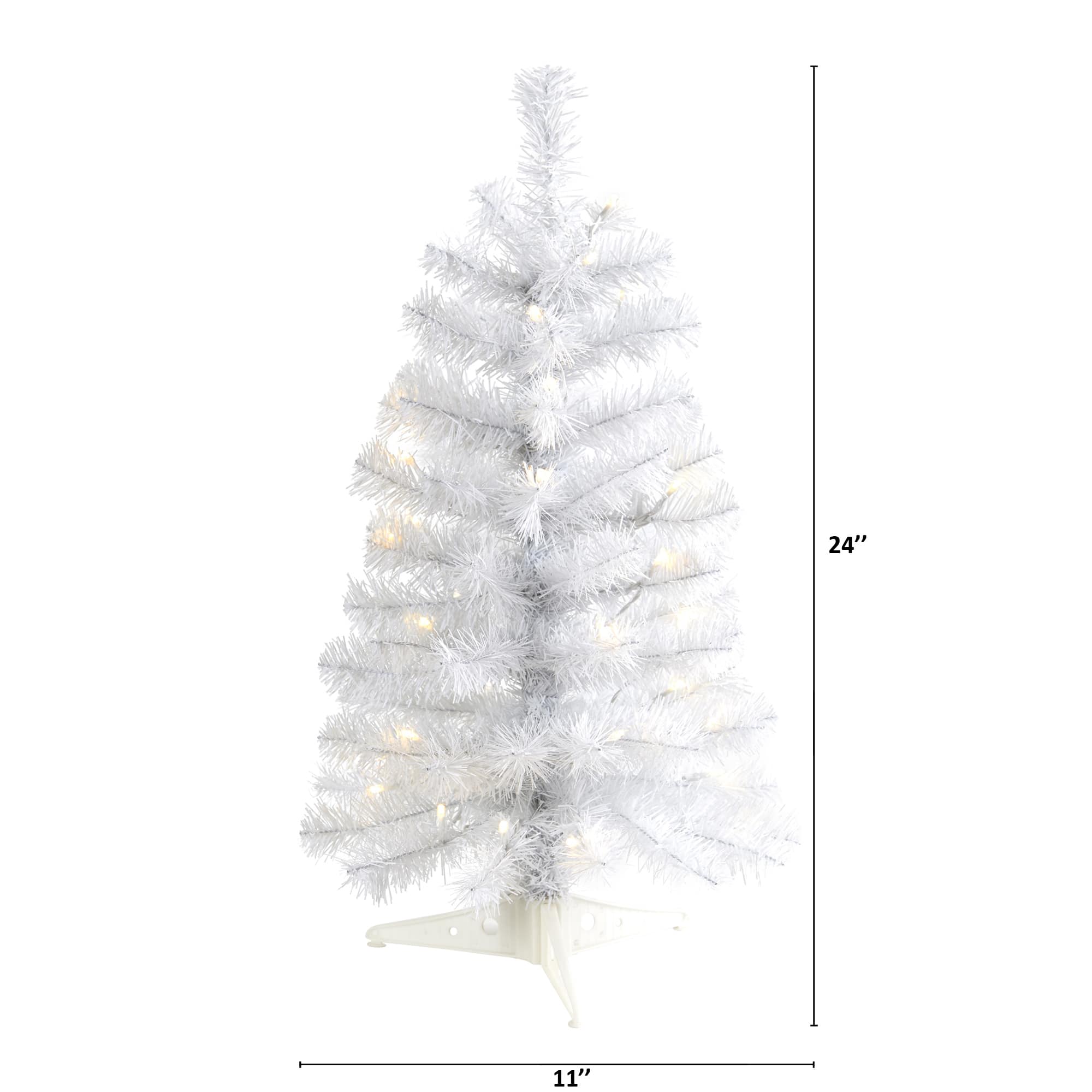 2ft. Pre-Lit White Artificial Christmas Tree, Clear LED Lights
