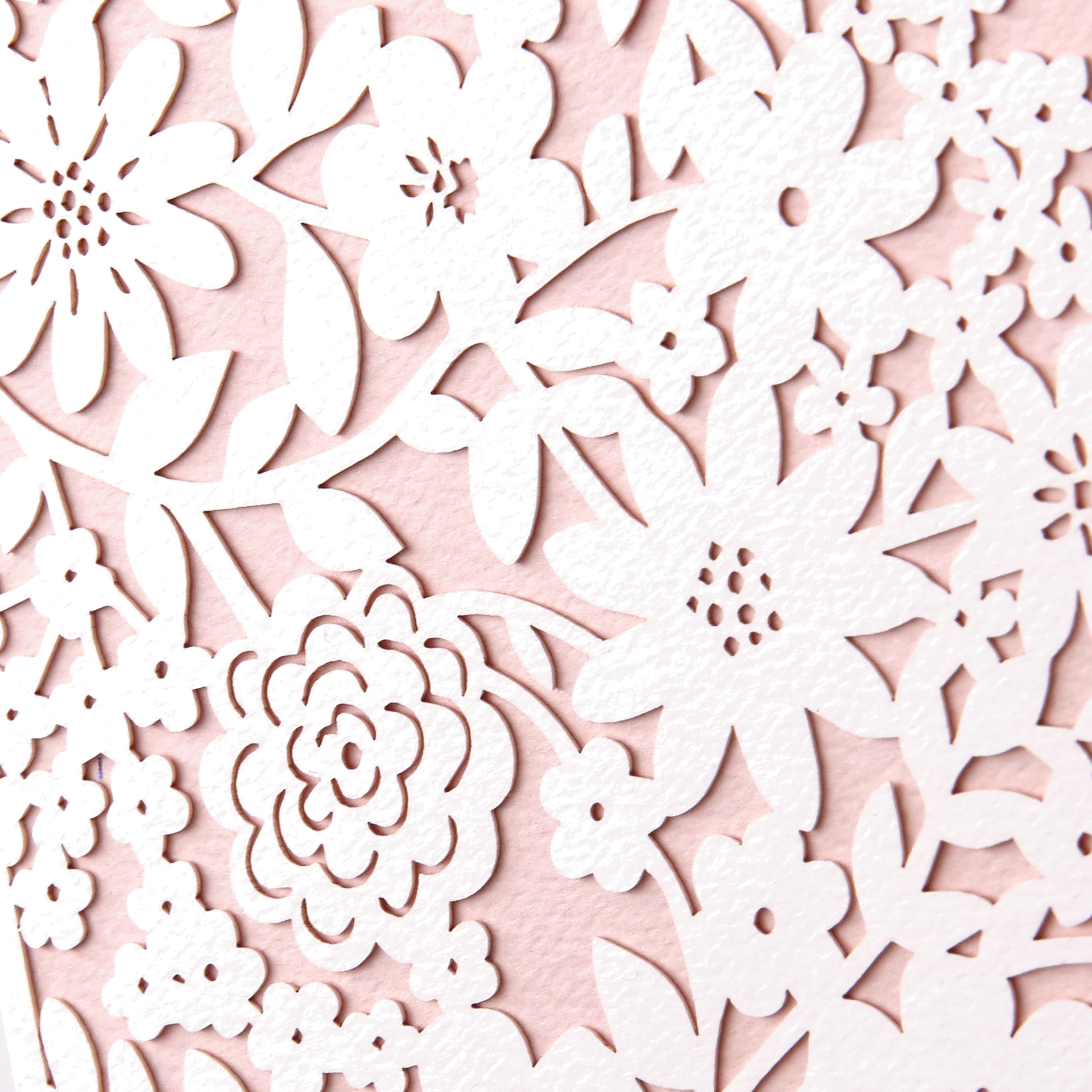 Hallmark Signature White Flowers on Blush Pink Blank Card