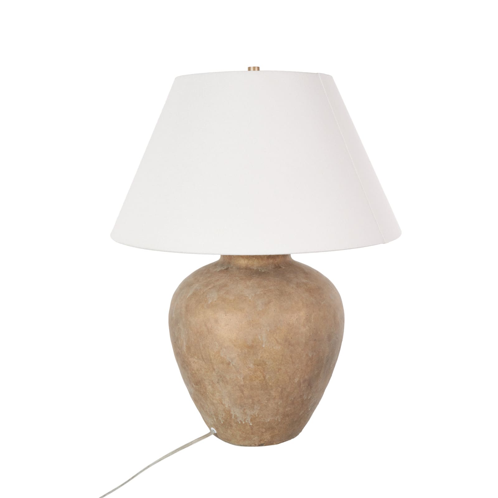 25.5" Brown Ceramic Antique Style Pot Table Lamp with Cream Drum Shade Vase