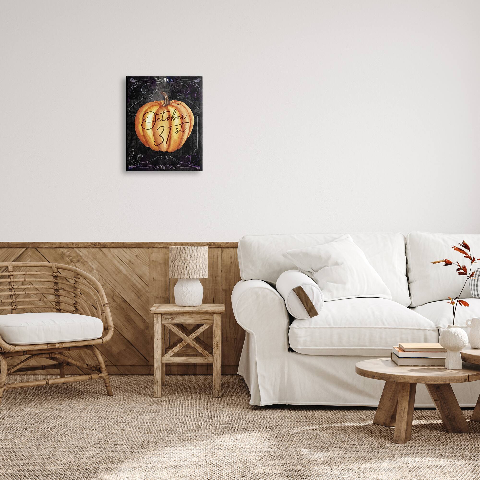 Stupell Industries October 31st Halloween Pumpkin Canvas Wall Art