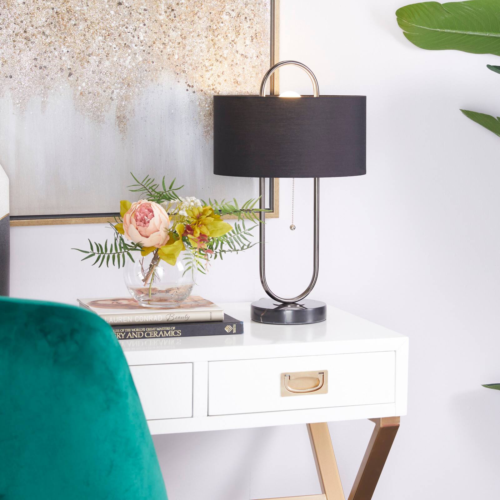 Black Iron Modern Accent Lamp 12" x 12" x 20"