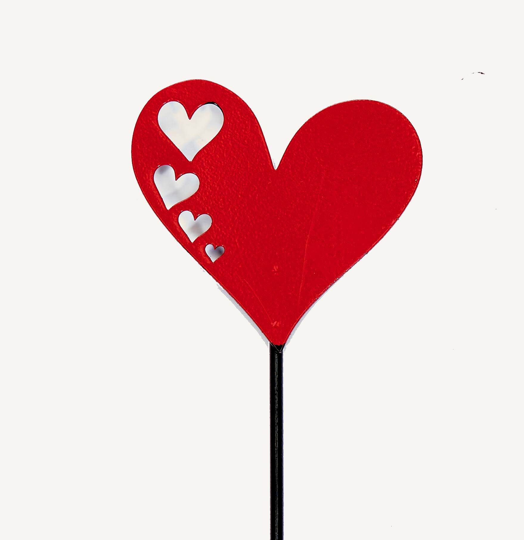 Worth Imports 14" Red & Black Iron Heart with Heart Cut Outs Garden Stake