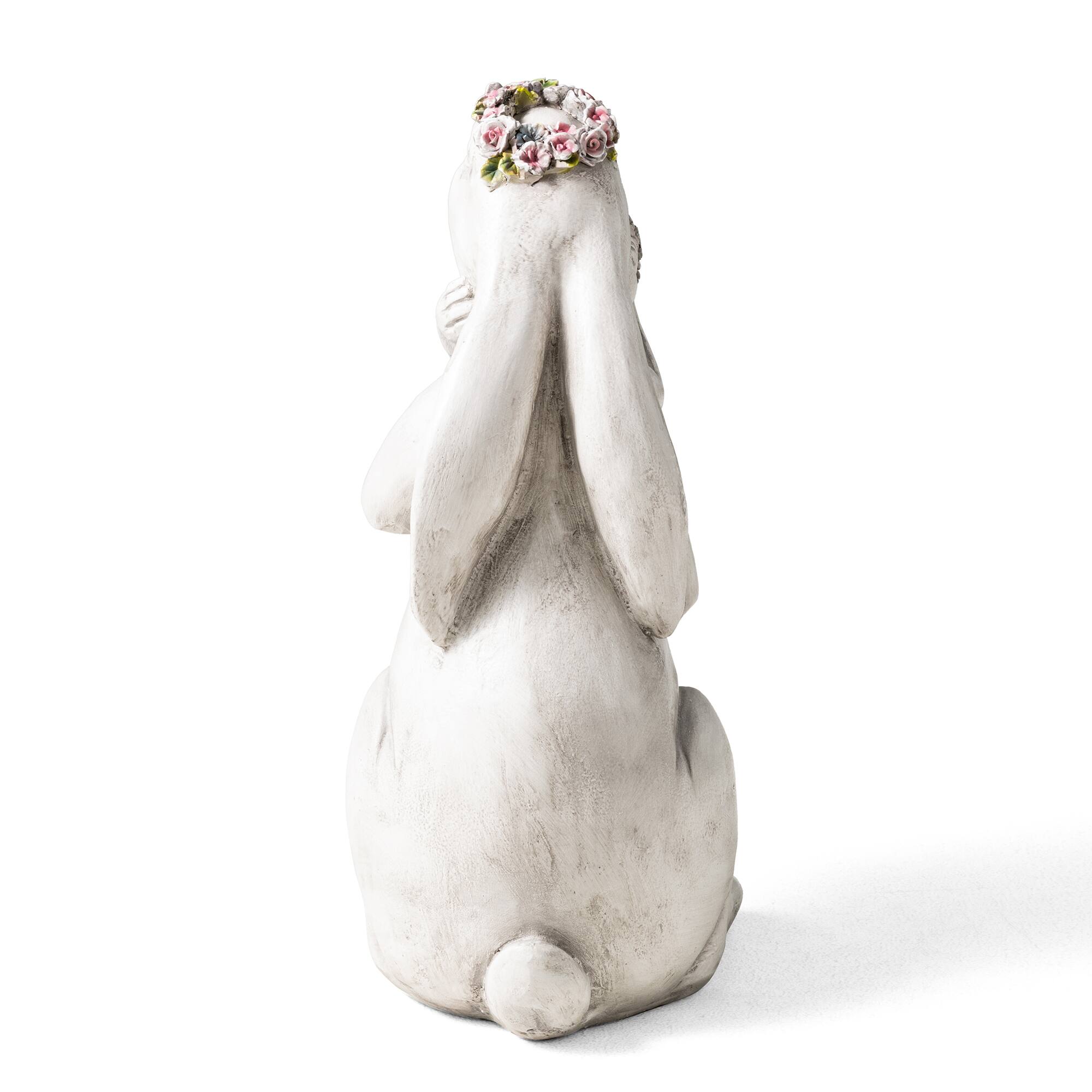 Glitzhome® 17" MGO Hugging Mom and Baby Rabbit Statue