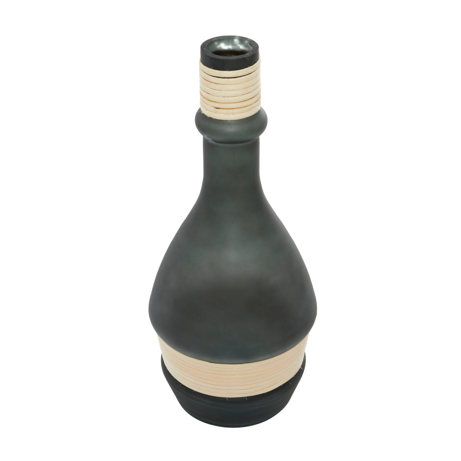 16" Green Contemporary Glass Vase