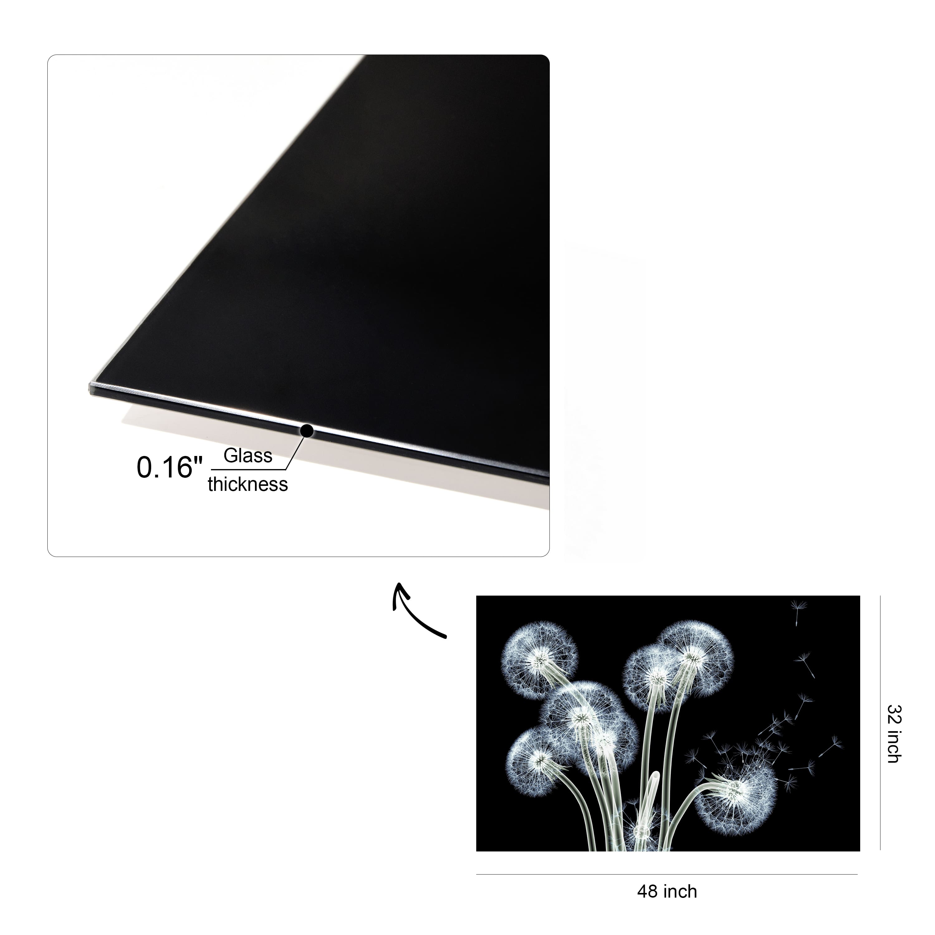 Empire Art Direct 48" x 38" 3D Dancing Dandelions Frameless Free Floating Printed Tempered Glass Wall Art