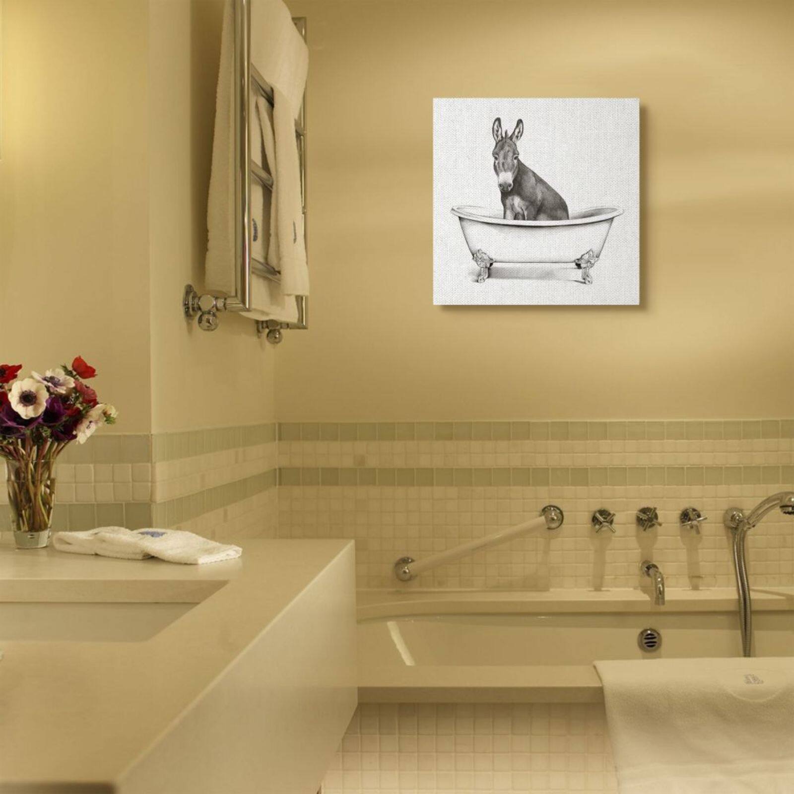 Stupell Industries Donkey in Bathtub Canvas Wall Art