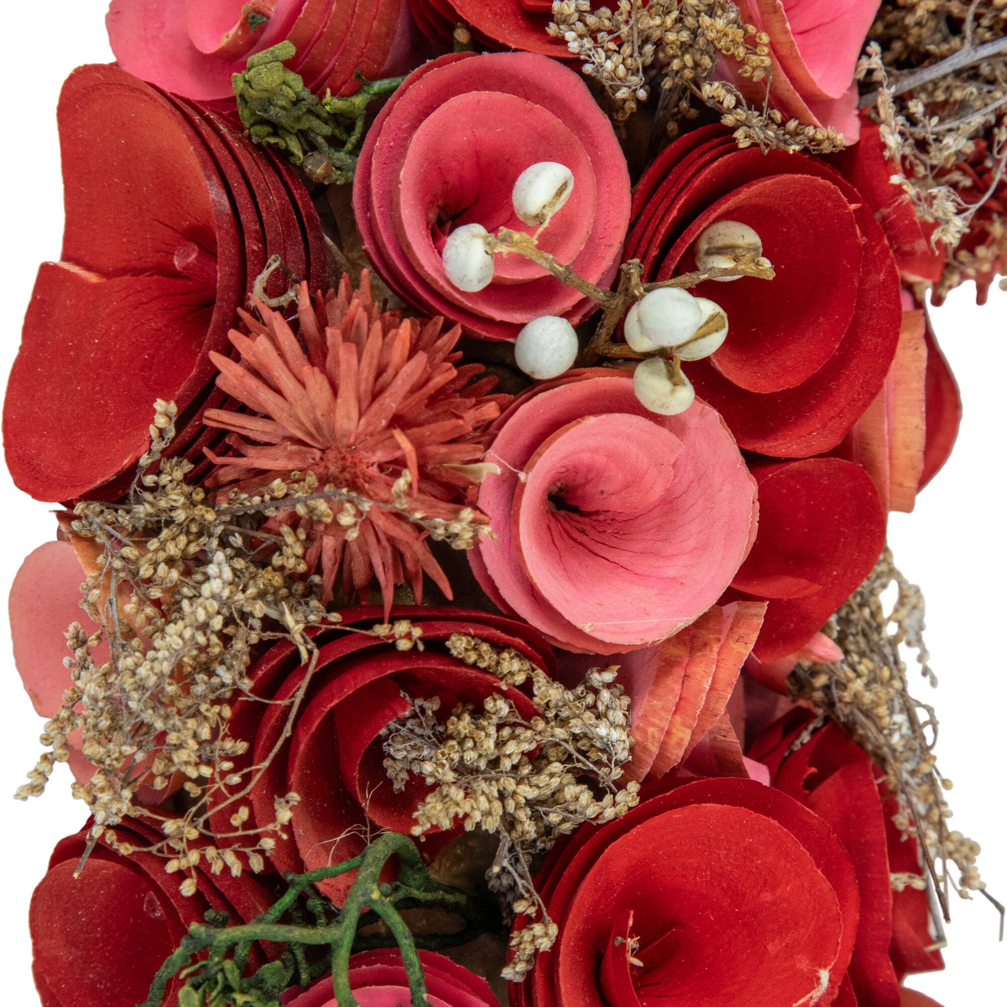 12" Pink & Red Flowers with White Berries & Twig Spring Wreath