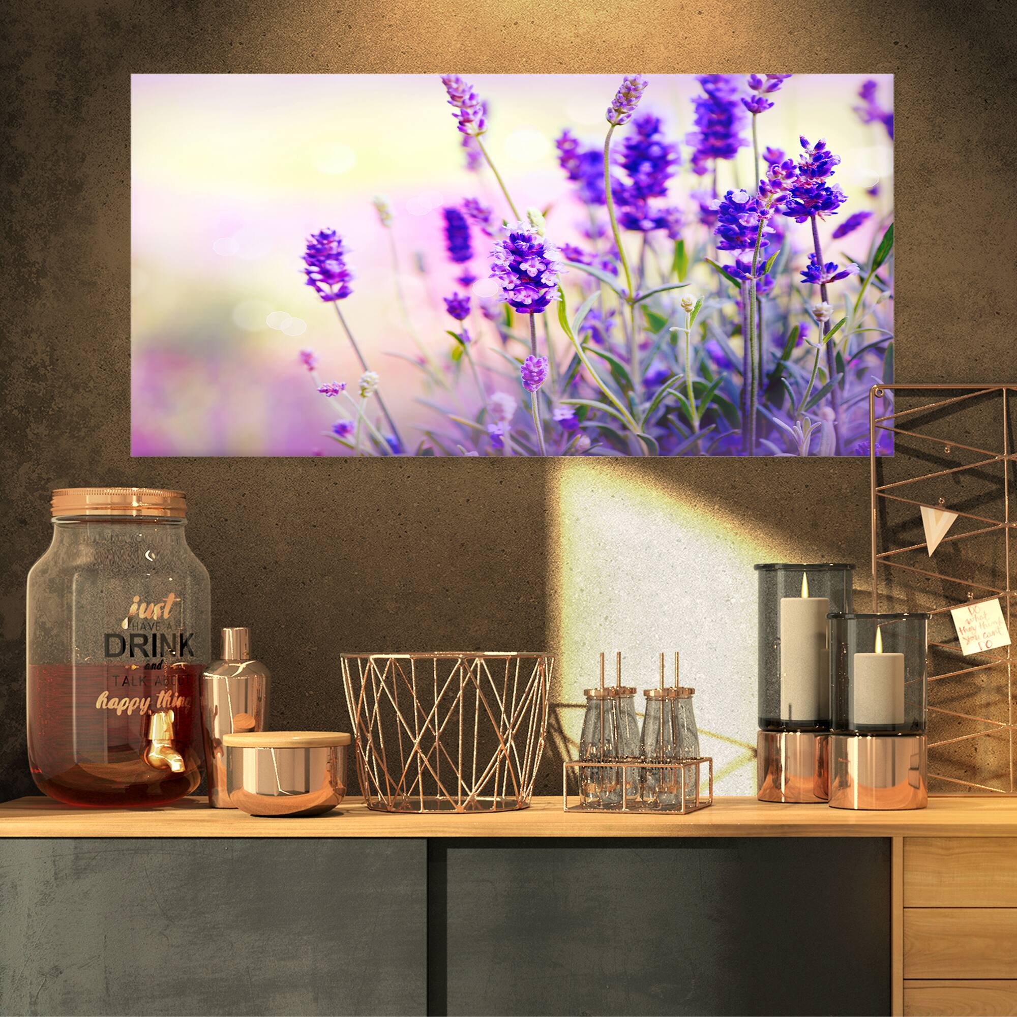 Designart - Purple Lavender Field - Floral Photography Canvas Art Print