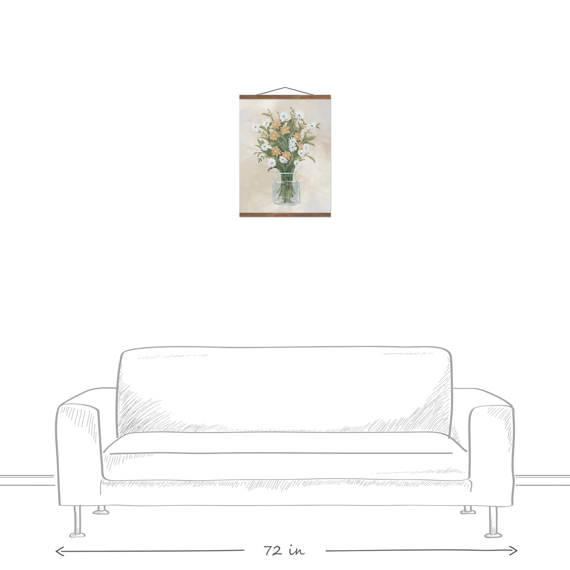 Farmhouse Florals Teak Hanging Canvas