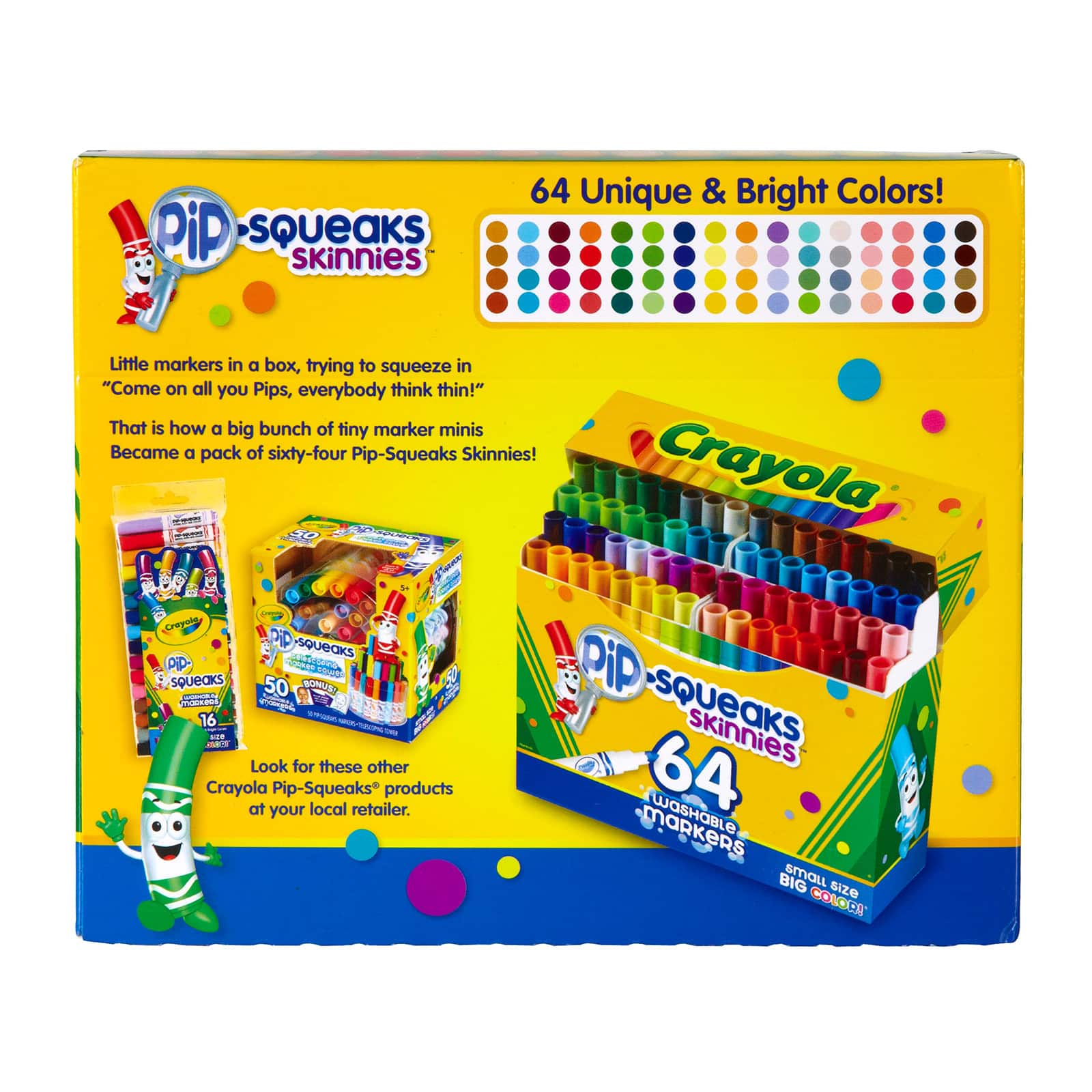 6 Packs: 64 ct. (384 total) Crayola® Pip-Squeaks™ Skinnies™ Washable Markers
