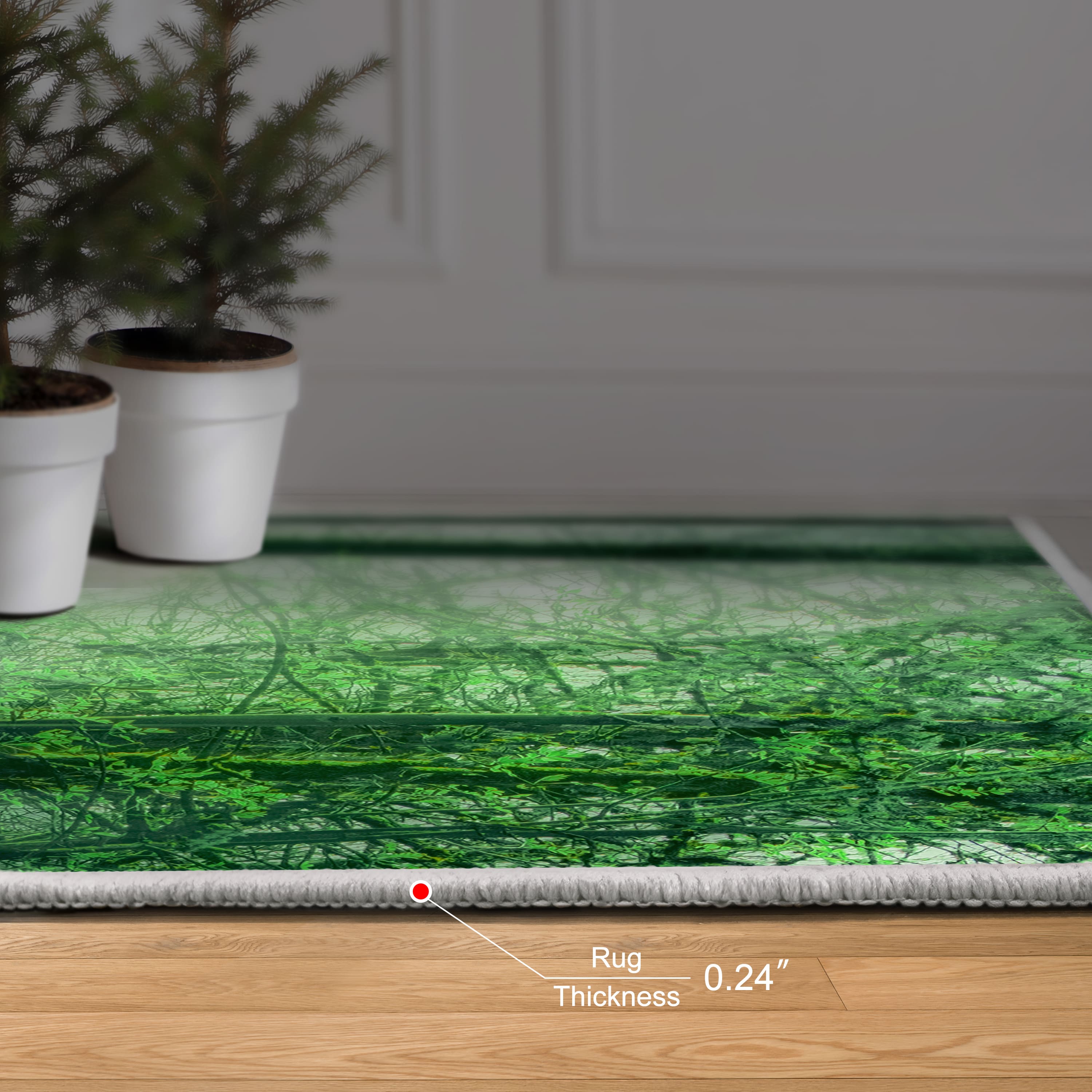 Empire Art Direct 5ft. x 7.5ft. Green Forest in the Lake Tapis D'Art Washable Area Rug