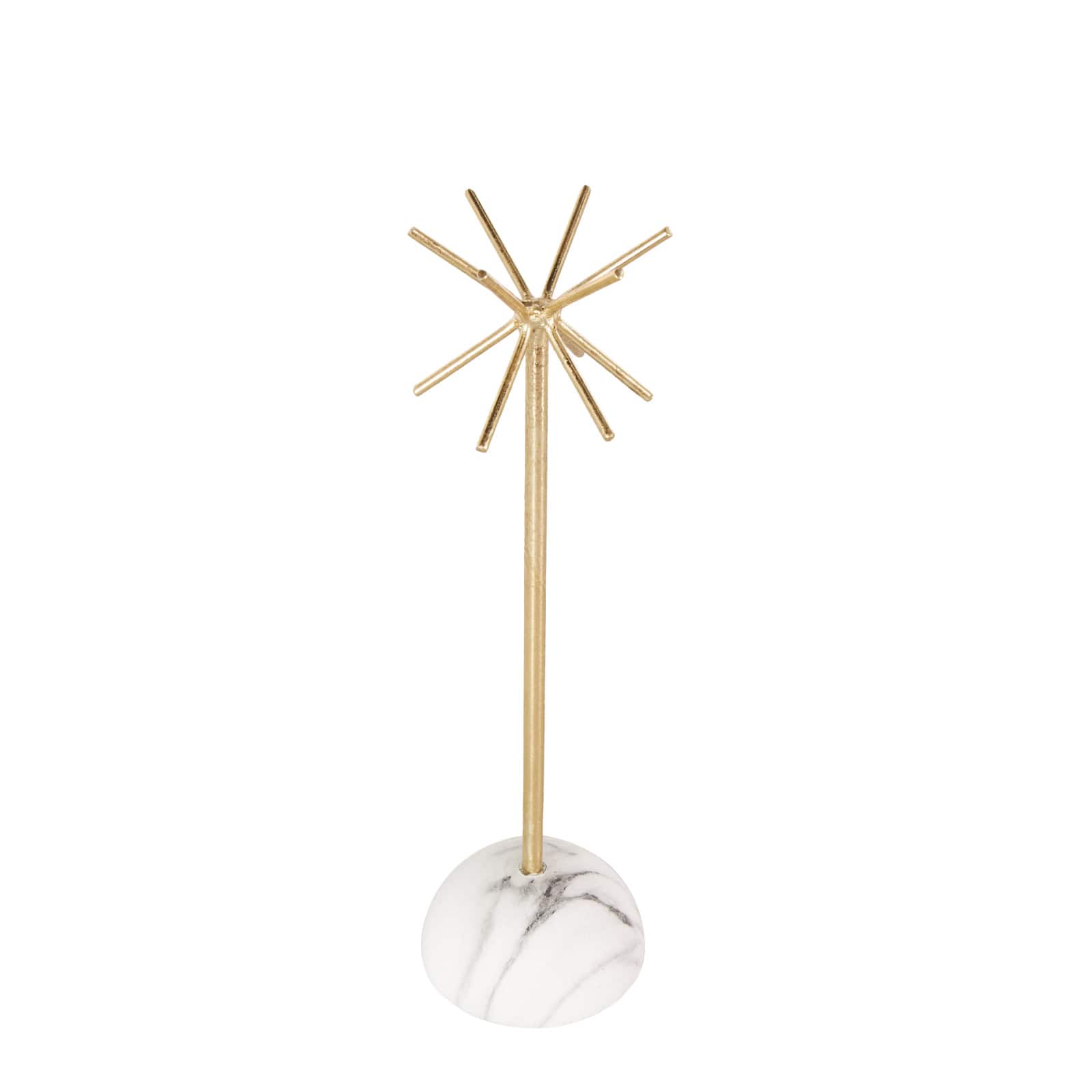 13" Gold Metal 12-Slot Jewelry Stand with White Base