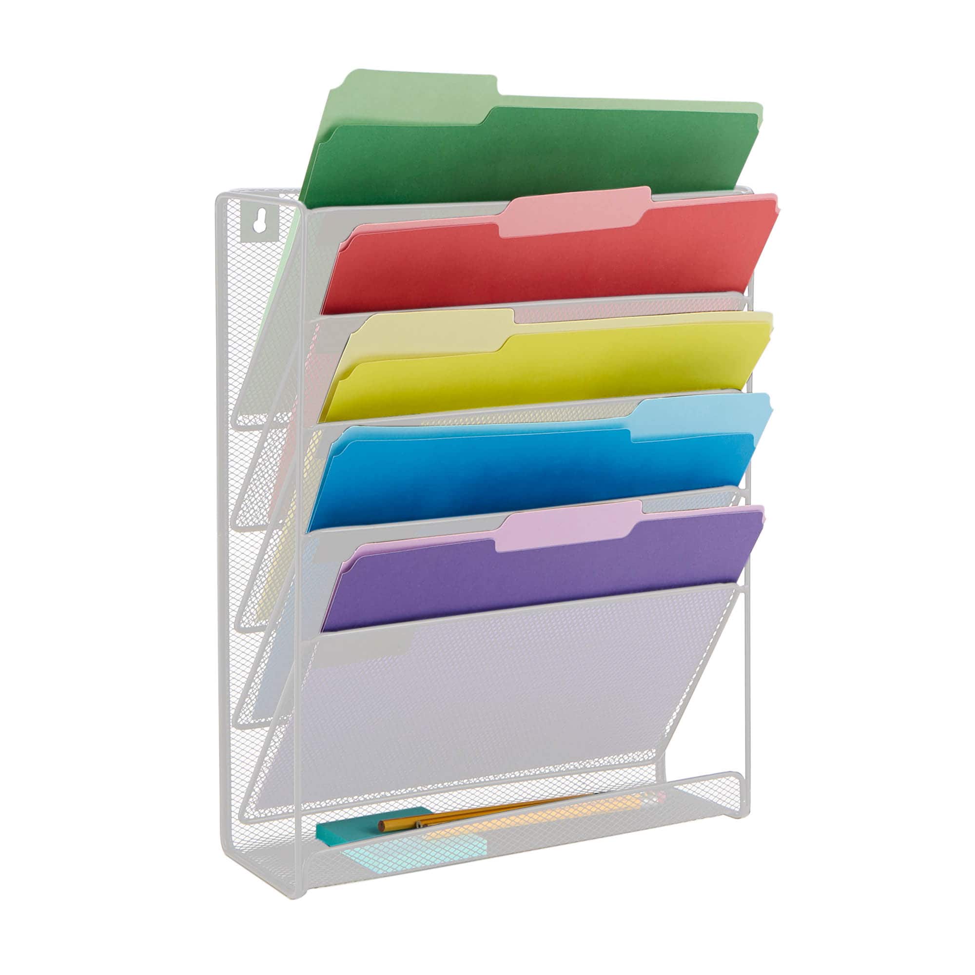Mind Reader 6 Compartment Vertical Hanging Wall File & Chart Organizer