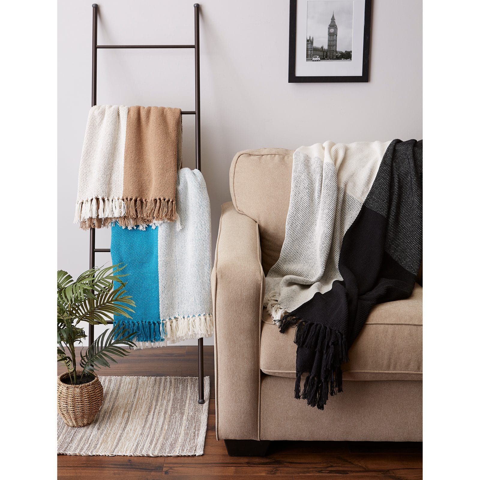 DII® Black Four Square Woven Throw