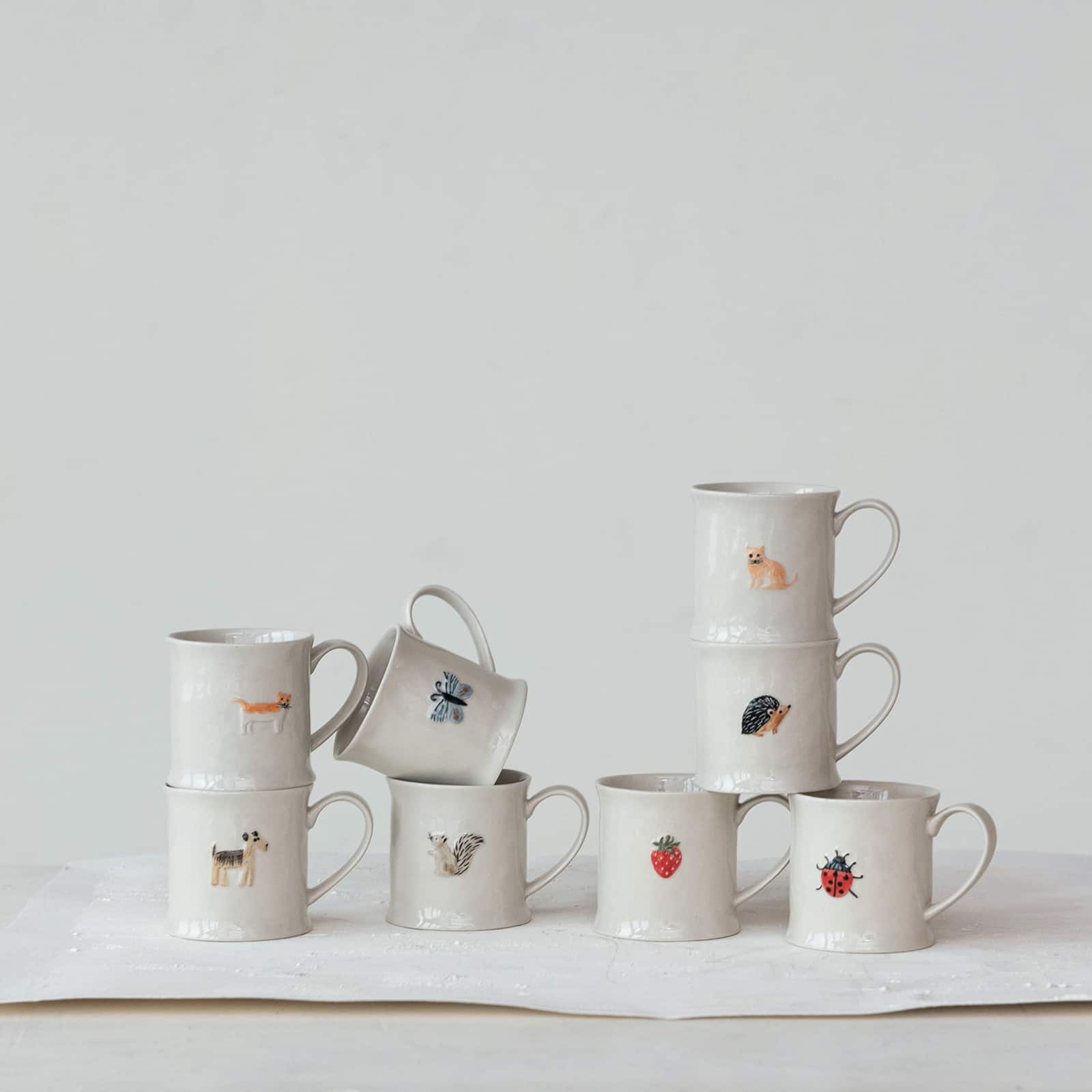 Hello Honey® 3.25" Eclectic Fauna Stoneware Mug Set