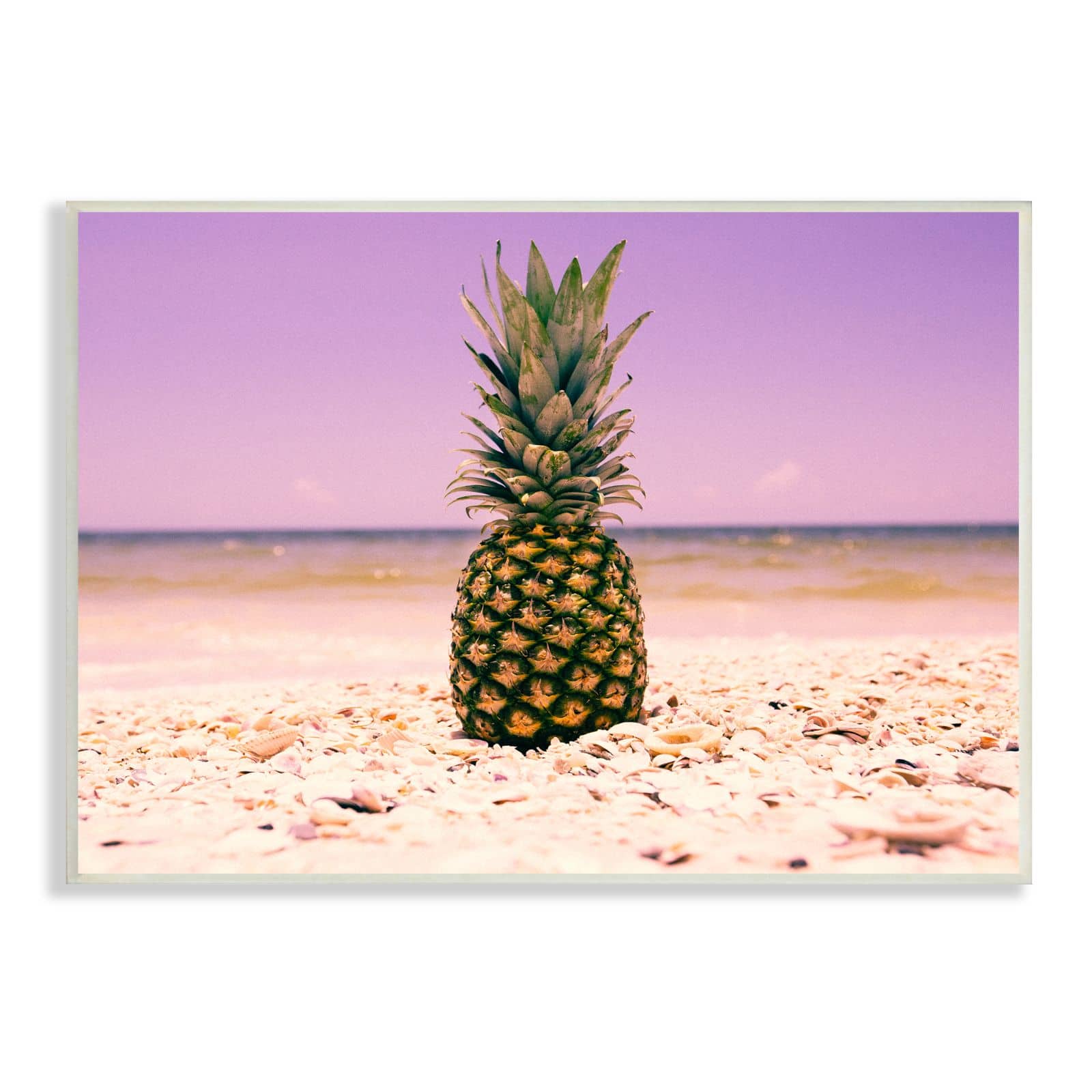 Stupell Industries Pink Purple Pineapple Beach Wood Wall Plaque