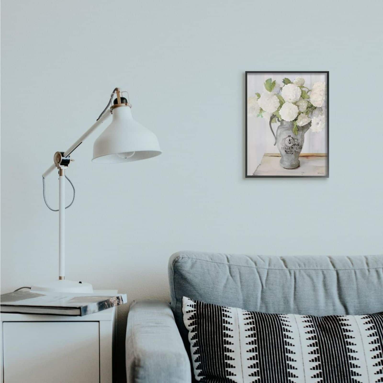 Stupell Industries White Hydrangea Bouquet Wall Art in Black Frame