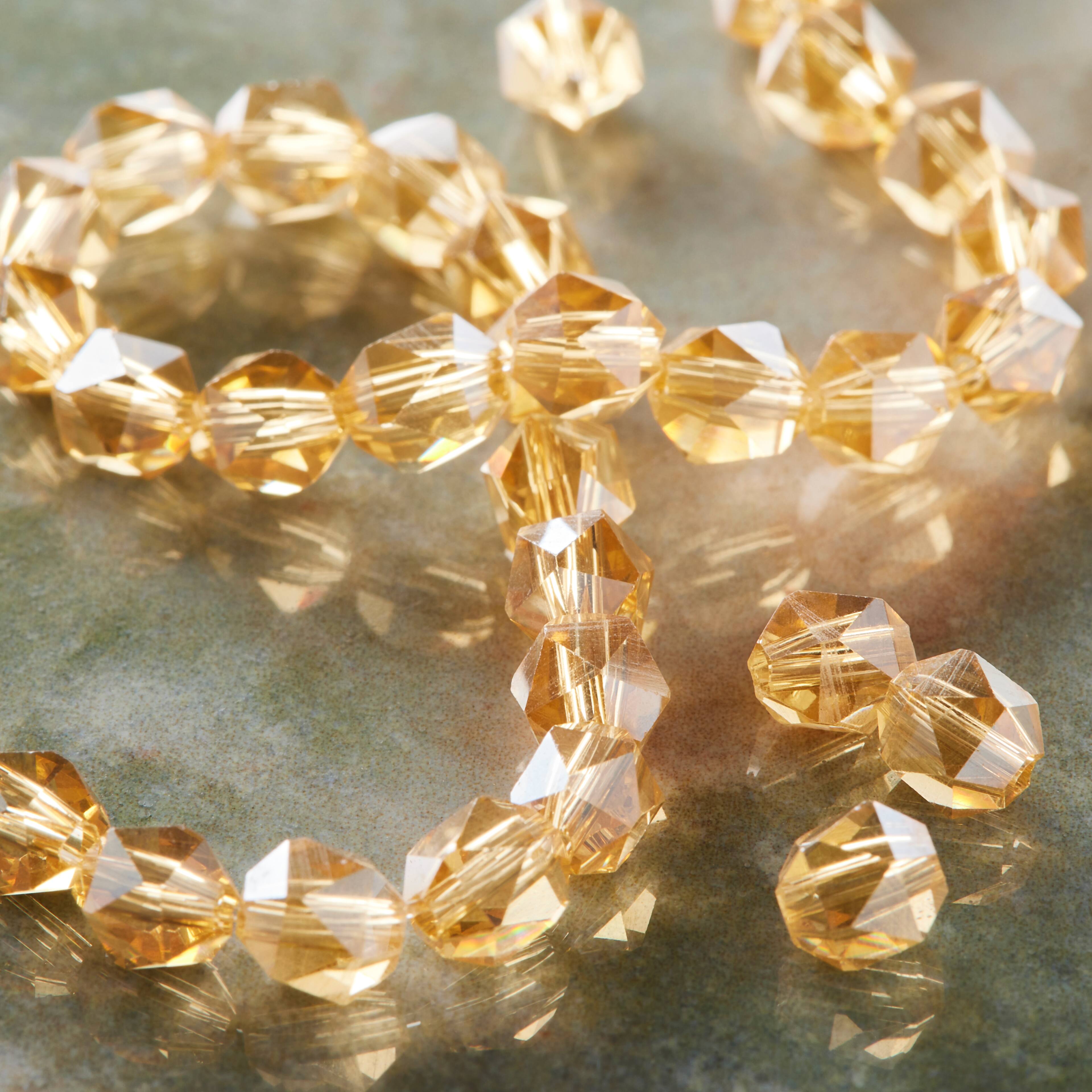 Amber Glass Triangle Faceted Beads, 6mm by Bead Landing™