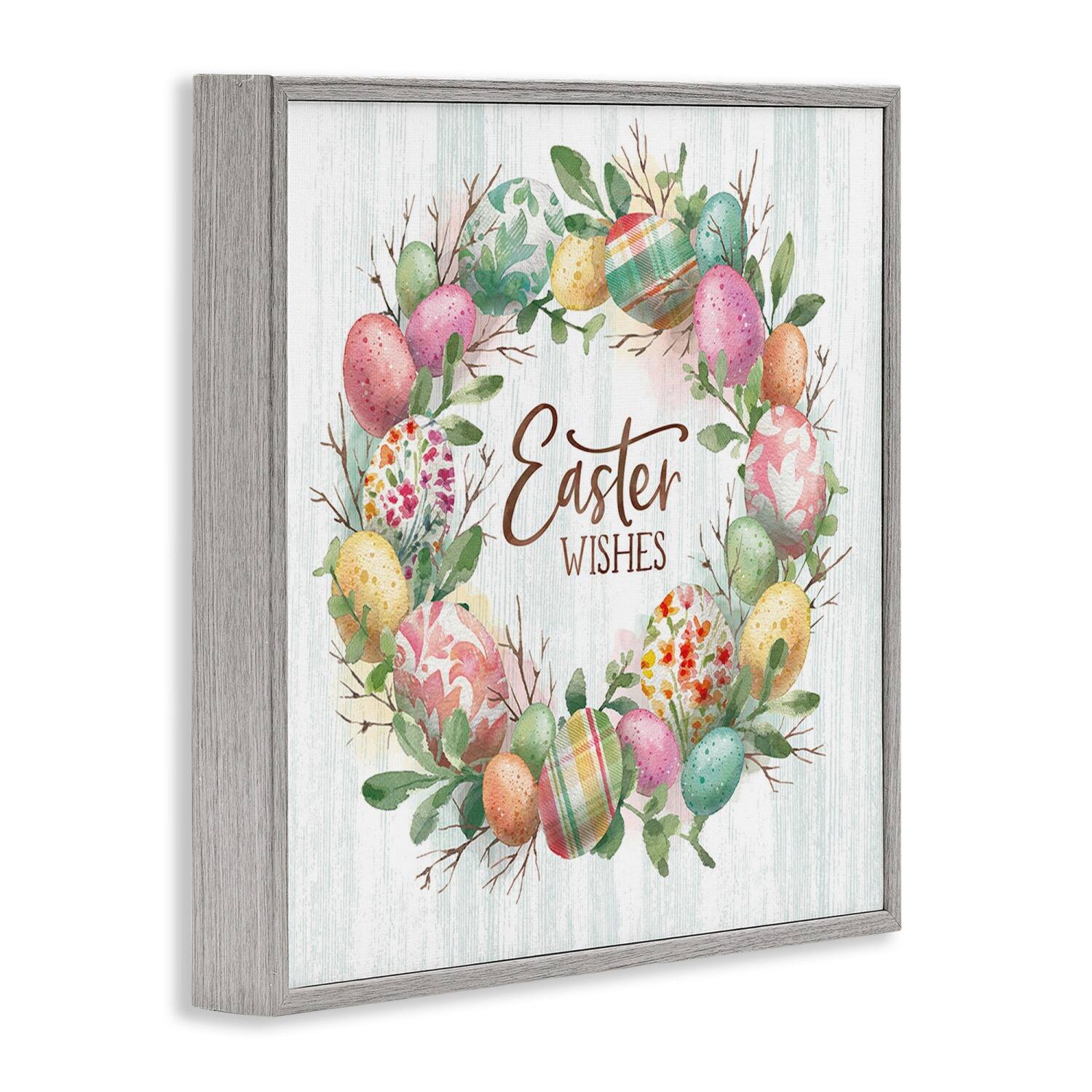Stupell Industries Easter Wishes Wreath Framed Giclee Art