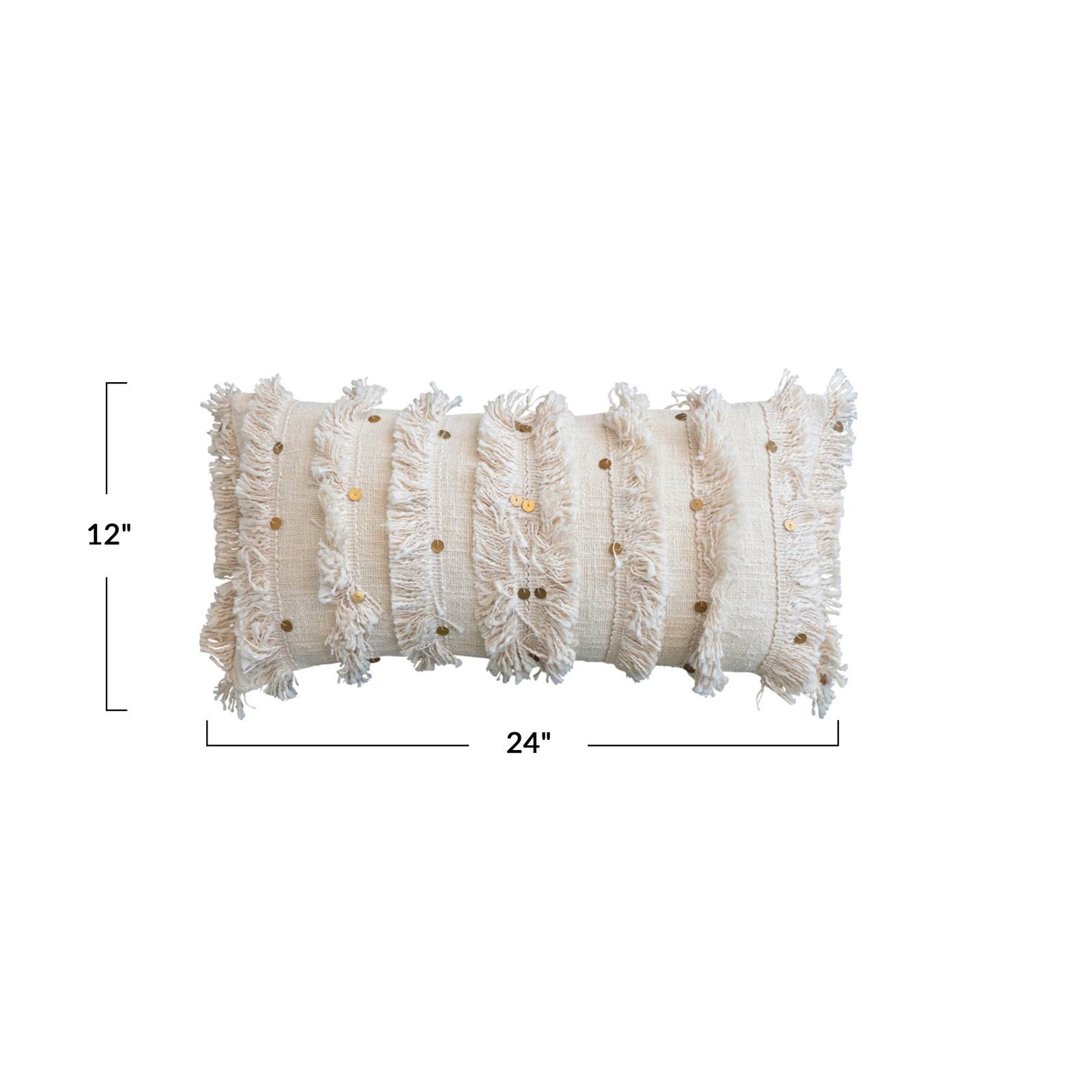 Hello Honey® 24" x 12" Cream Hand-Embroidered Moroccan Wedding Blanket-Style Lumbar Pillow