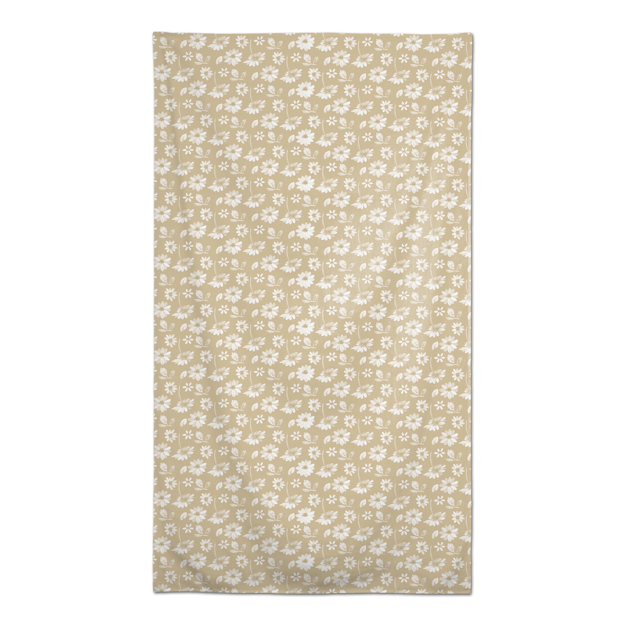 8.5ft. Tan & White Floral Tablecloth
