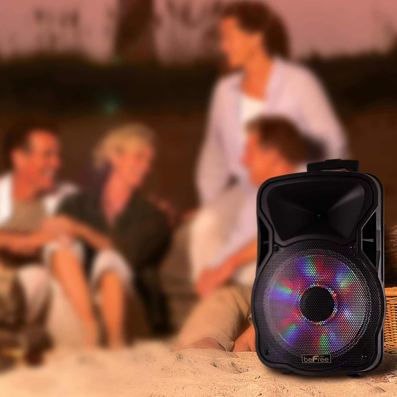 beFree Sound 12" 2500 Watt Bluetooth Rechargeable Portable Party PA Speaker With Illuminating Lights