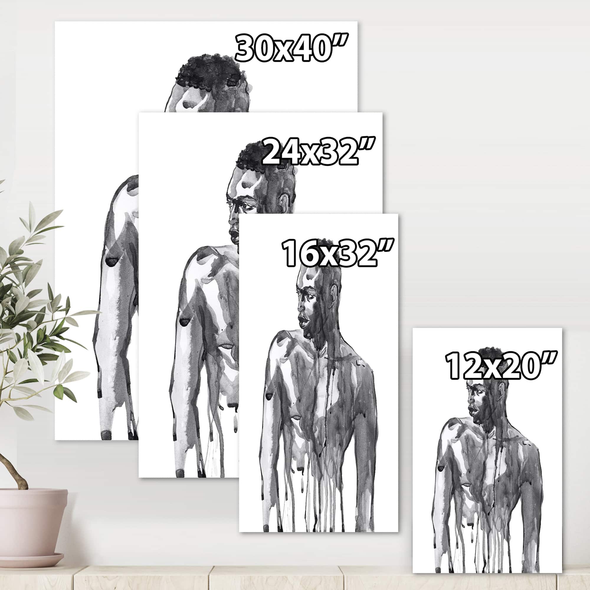 Designart - Handsome African Man Portrait On White I - Modern Canvas Wall Art Print