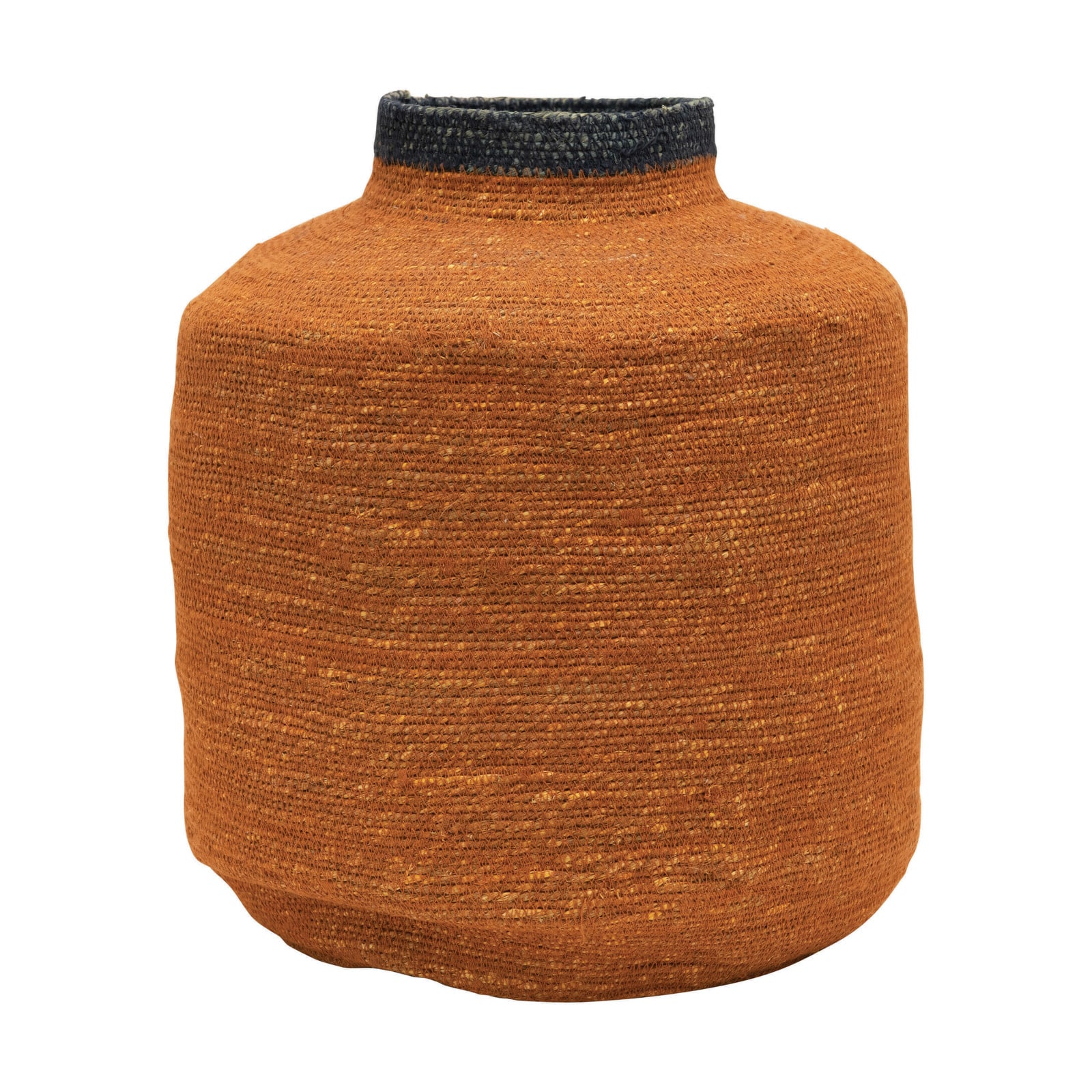 Hello Honey® 15" Orange & Navy Hand-Woven Seagrass Basket