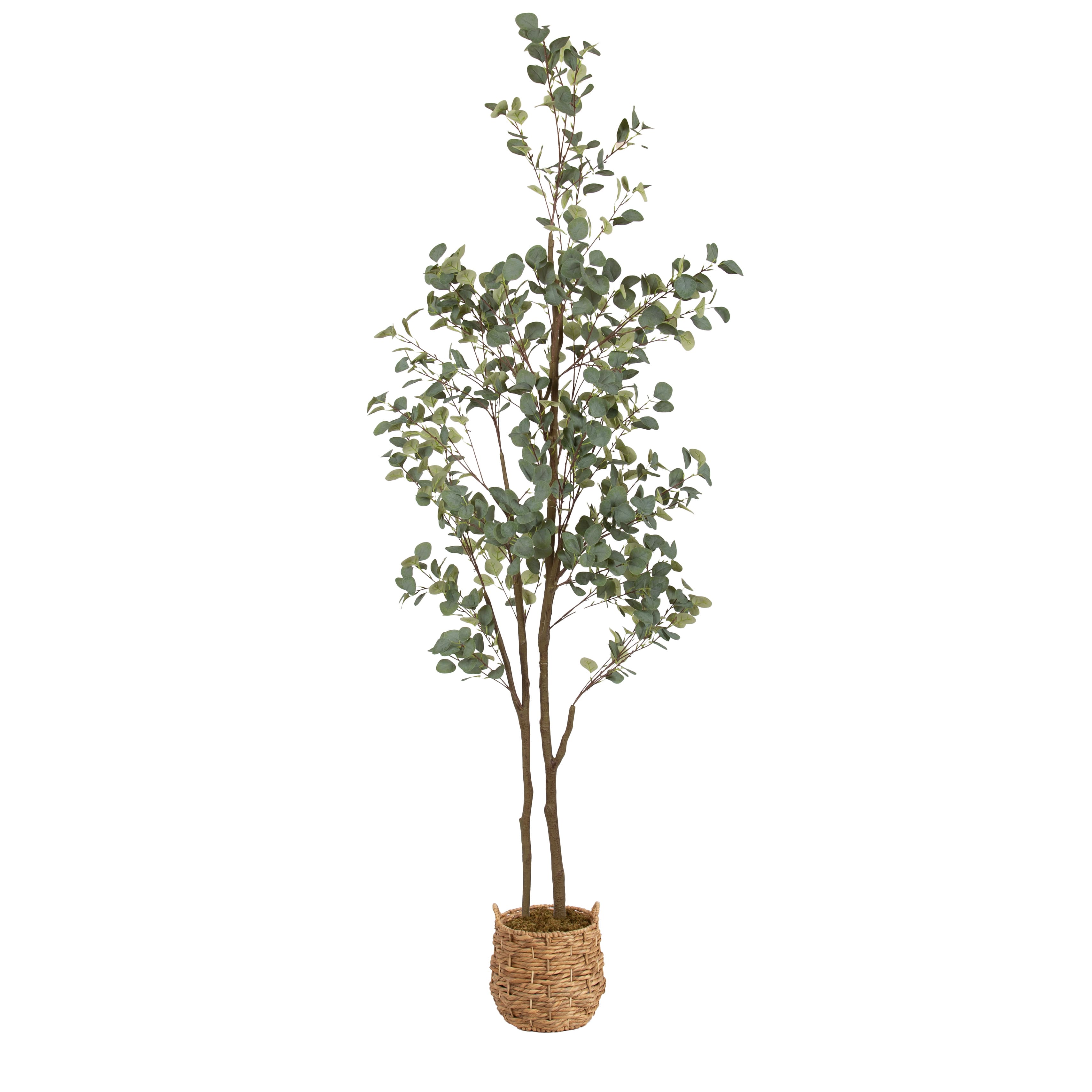 Kate and Laurel 8ft. Eudora Faux Eucalyptus Tree with Natural Planter