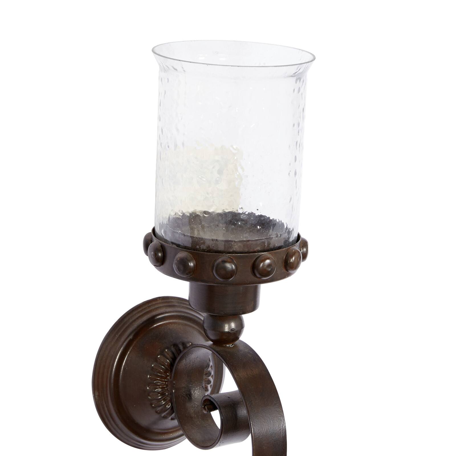 20" Brown Iron Traditional Candle Wall Sconce