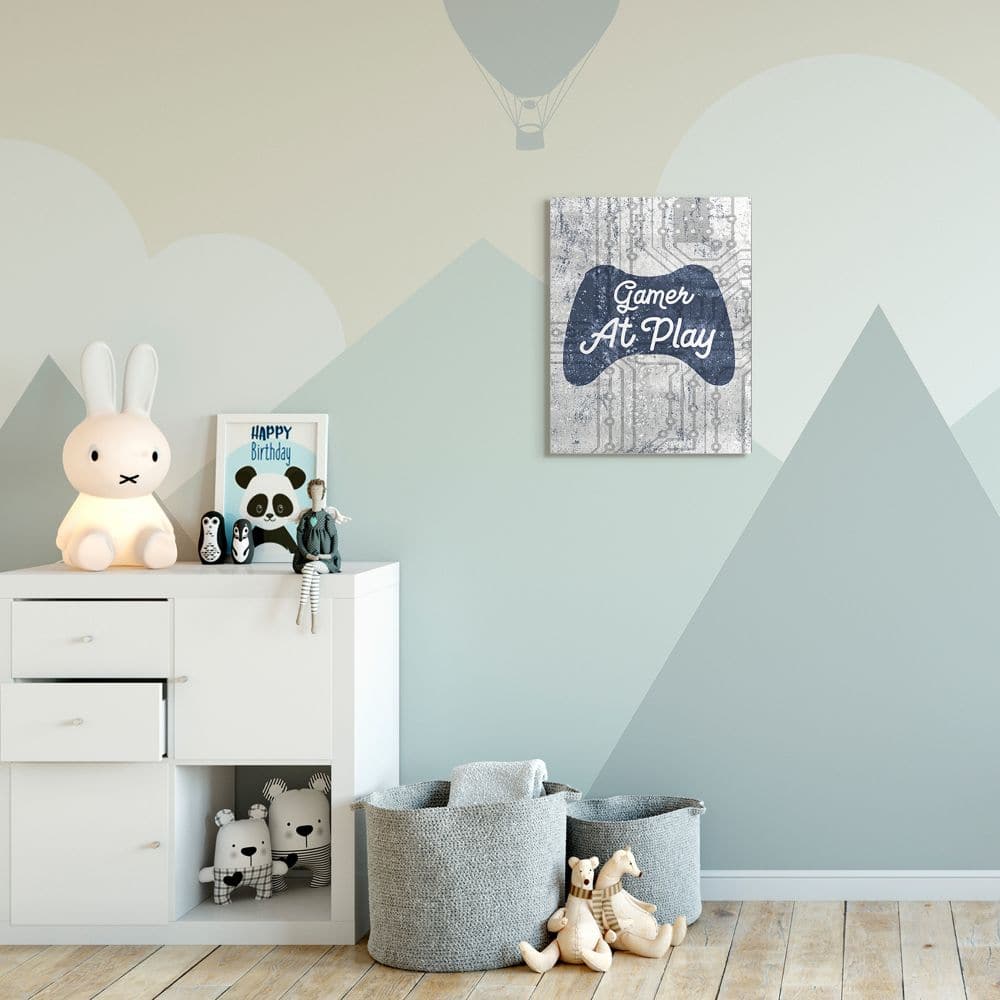 Stupell Industries Gamer at Play Quote Video Game Technology Boys Canvas Wall Art