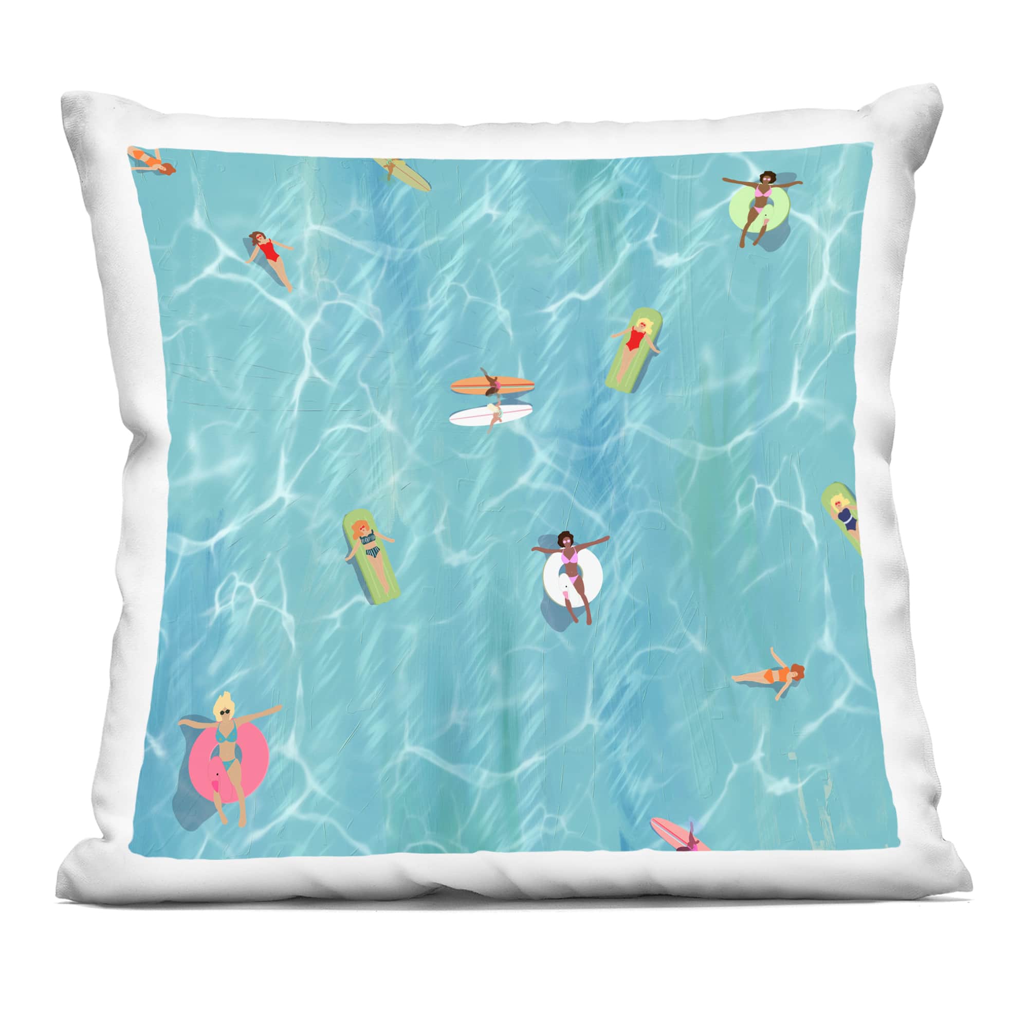 Stupell Industries 18" x 18" Relaxing Summer Beach Swimming Decorative Printed Indoor Pillow