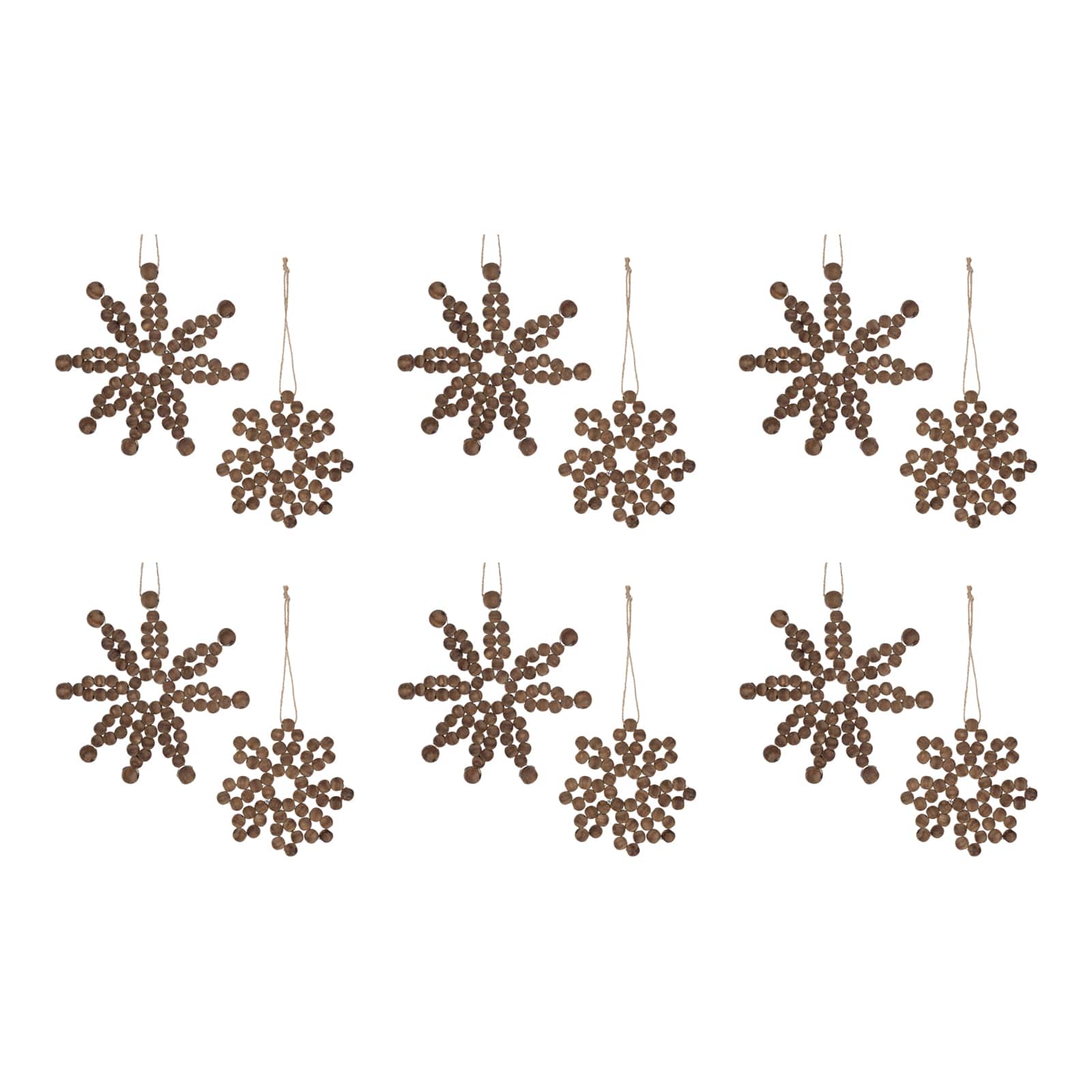 Wood Bead Snowflake Ornament Set