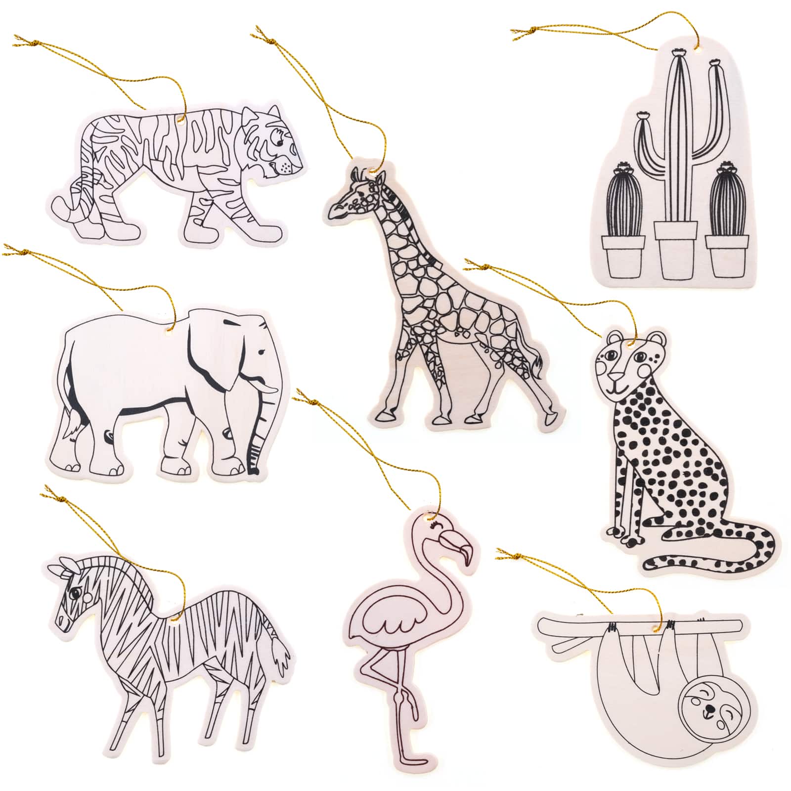 Animals Color-In Wood Ornaments by Creatology™
