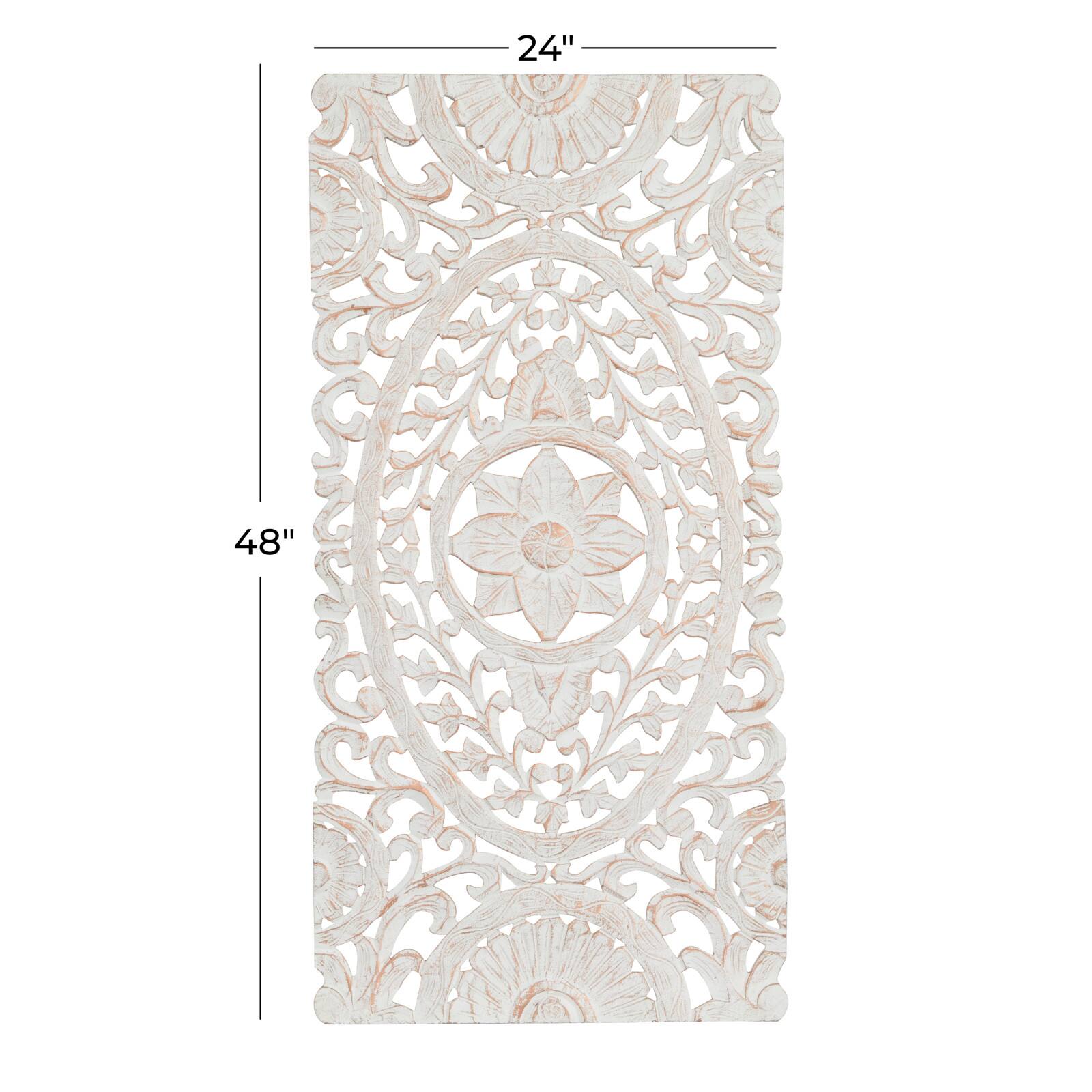 White Wood Traditional Wall Decor, 48" x 24"
